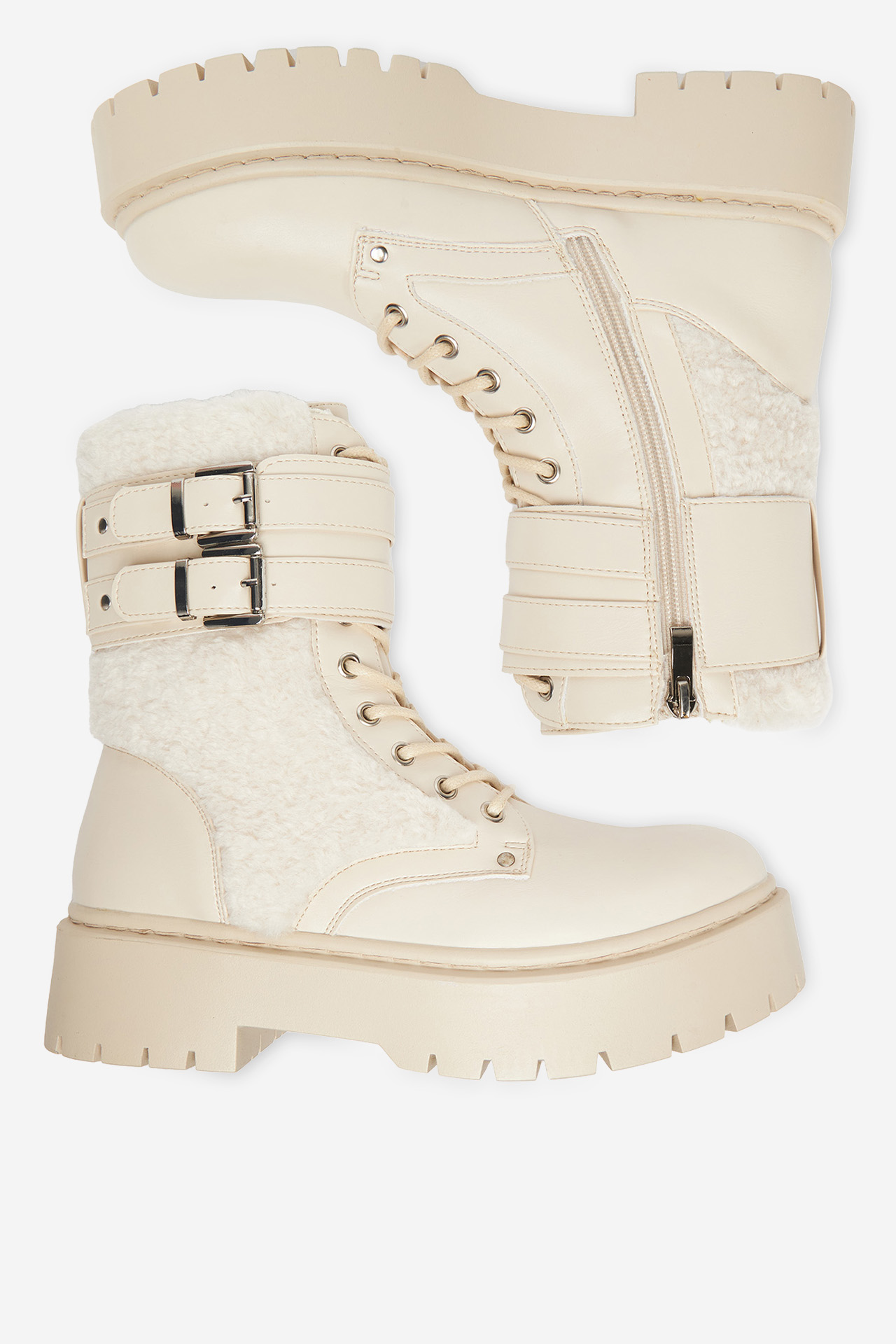 Gležnjarji z vezalkami Krem