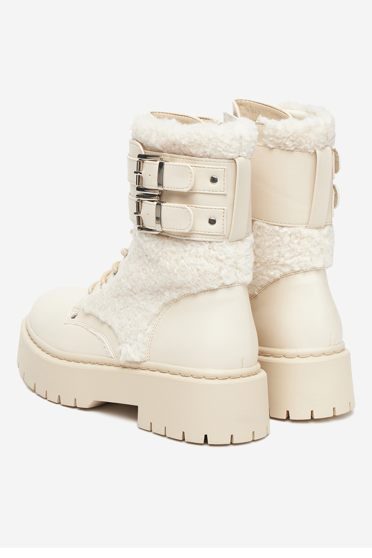 Gležnjarji z vezalkami Krem