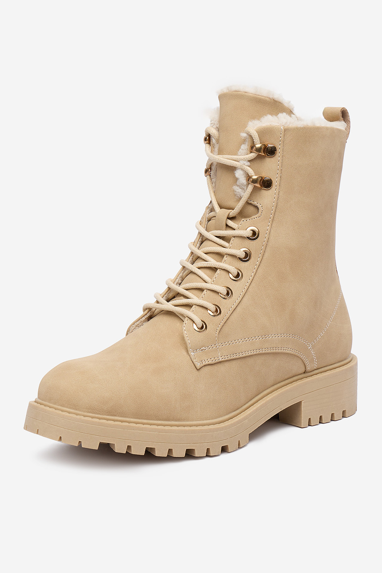 Gležnjarji z vezalkami Bež