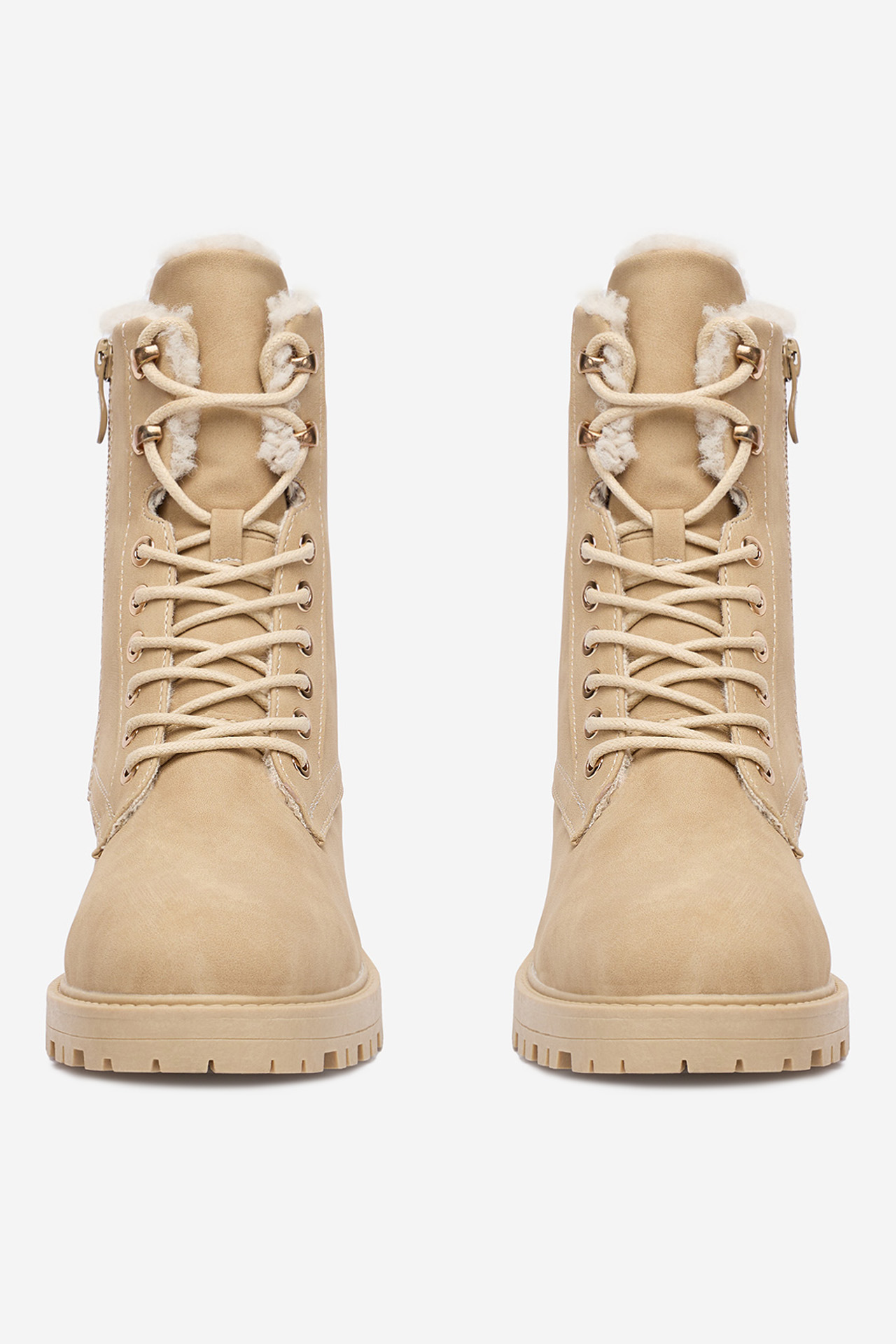 Gležnjarji z vezalkami Bež