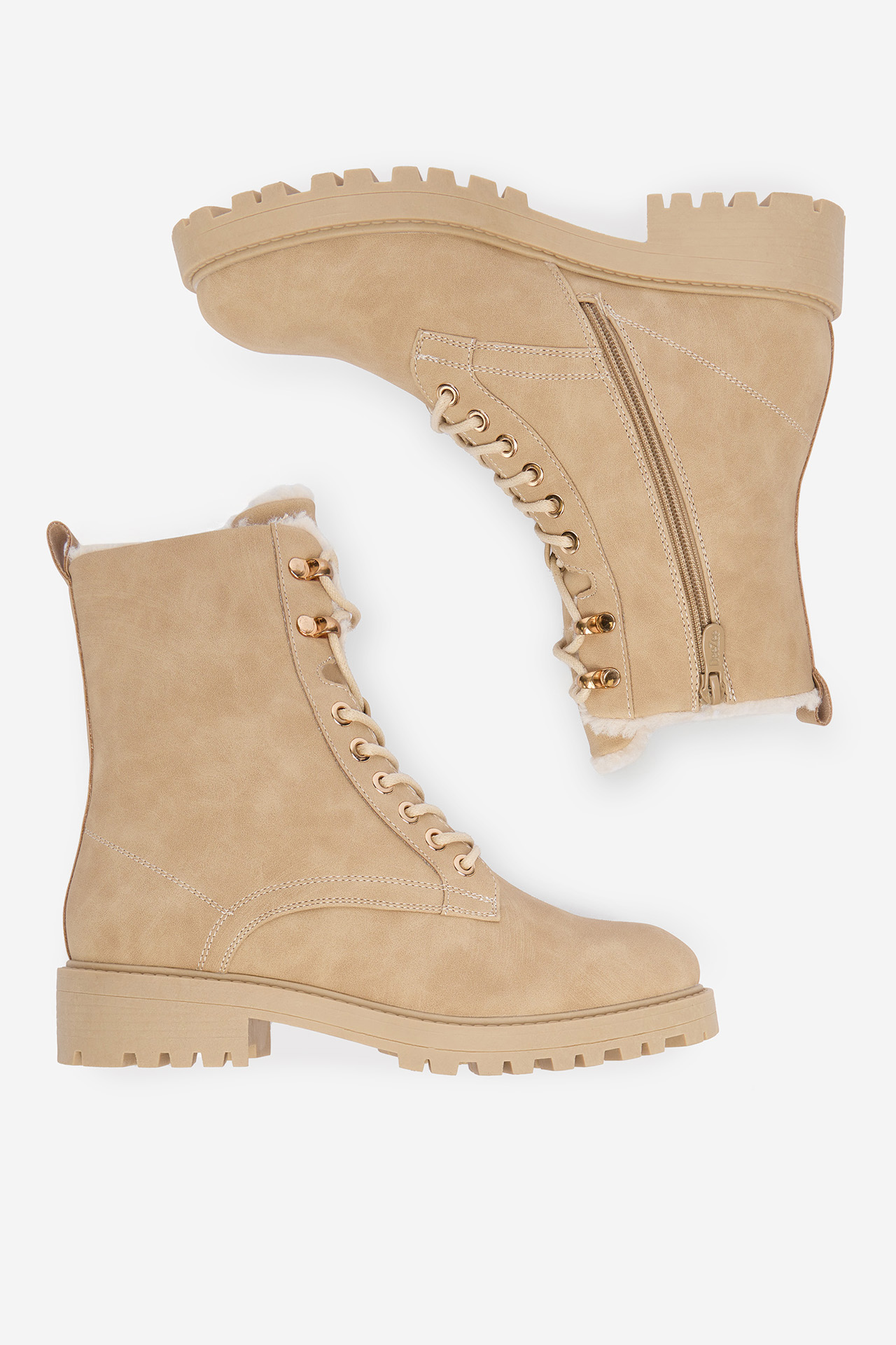 Gležnjarji z vezalkami Bež