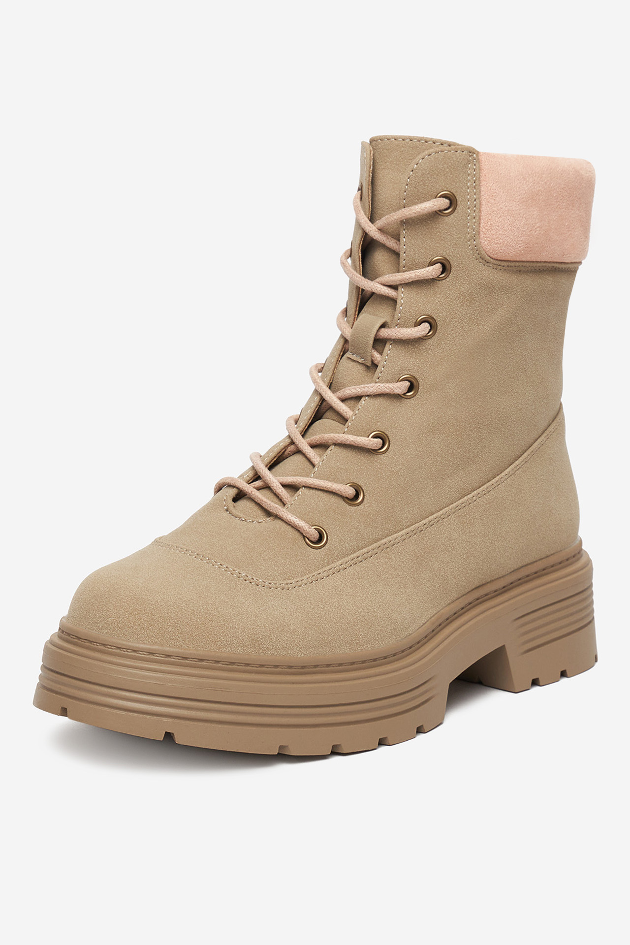 Gležnjarji z vezalkami Bež