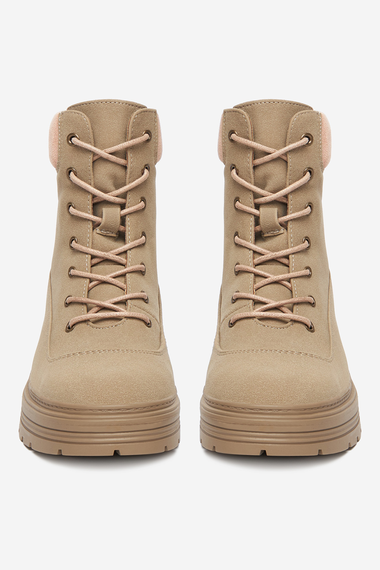 Gležnjarji z vezalkami Bež