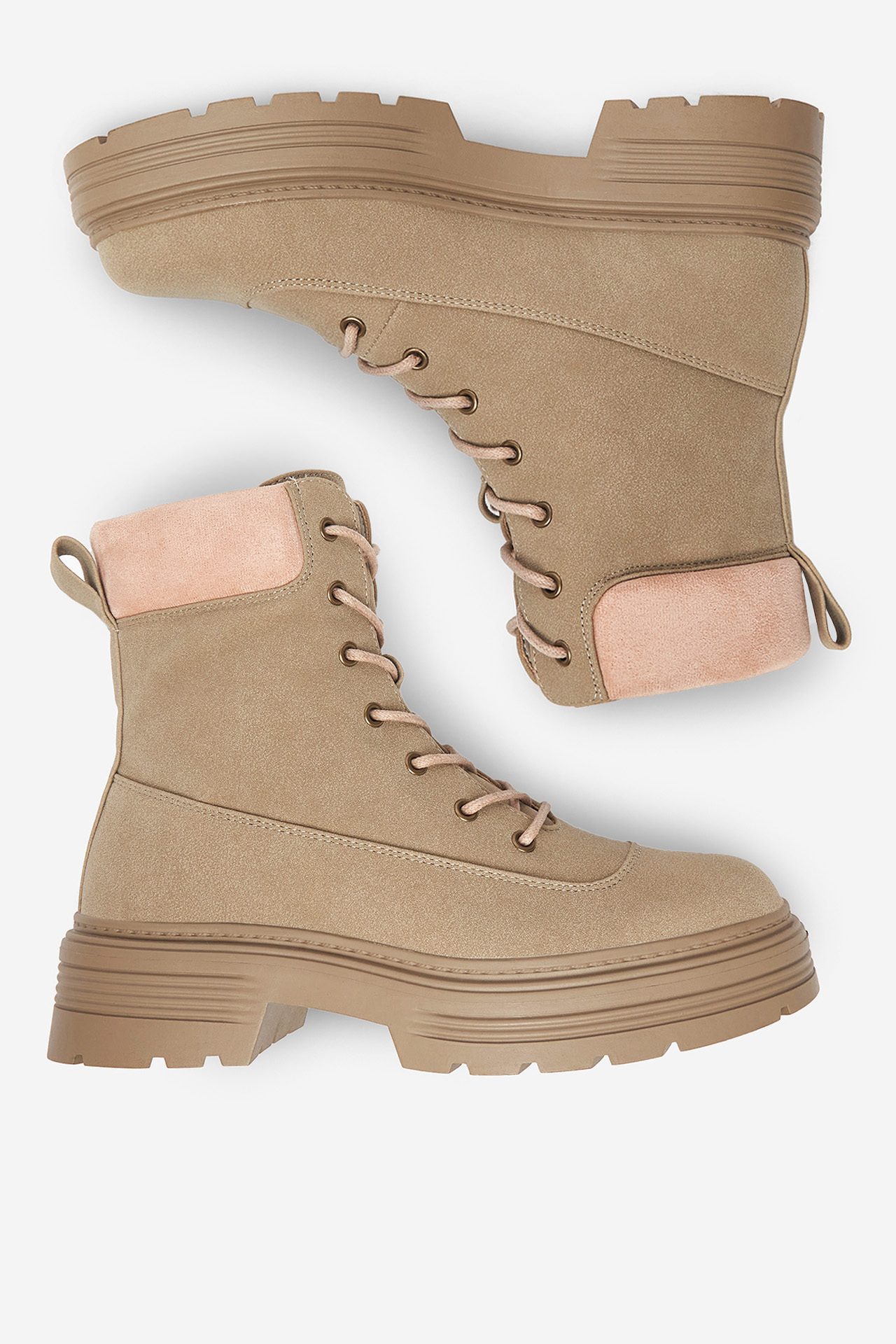 Gležnjarji z vezalkami Bež