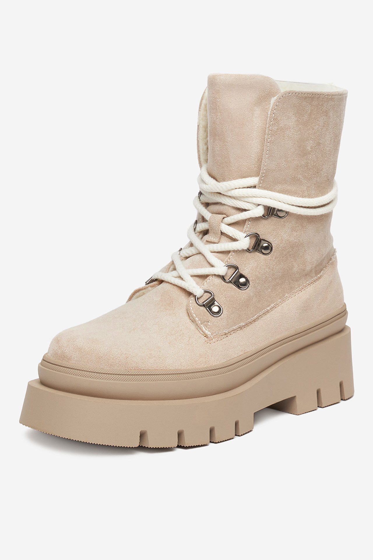 Gležnjarji z vezalkami Bež