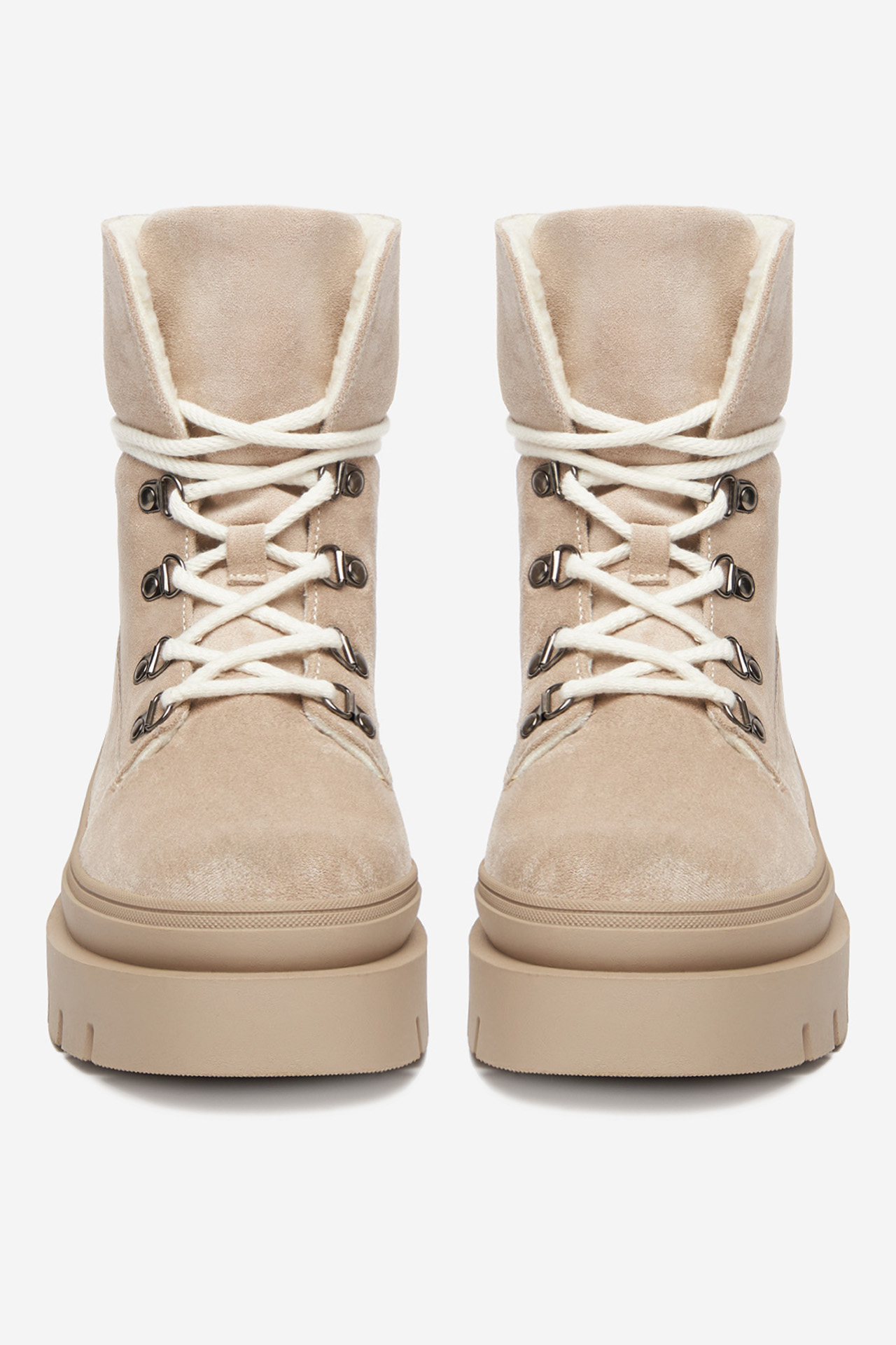 Gležnjarji z vezalkami Bež