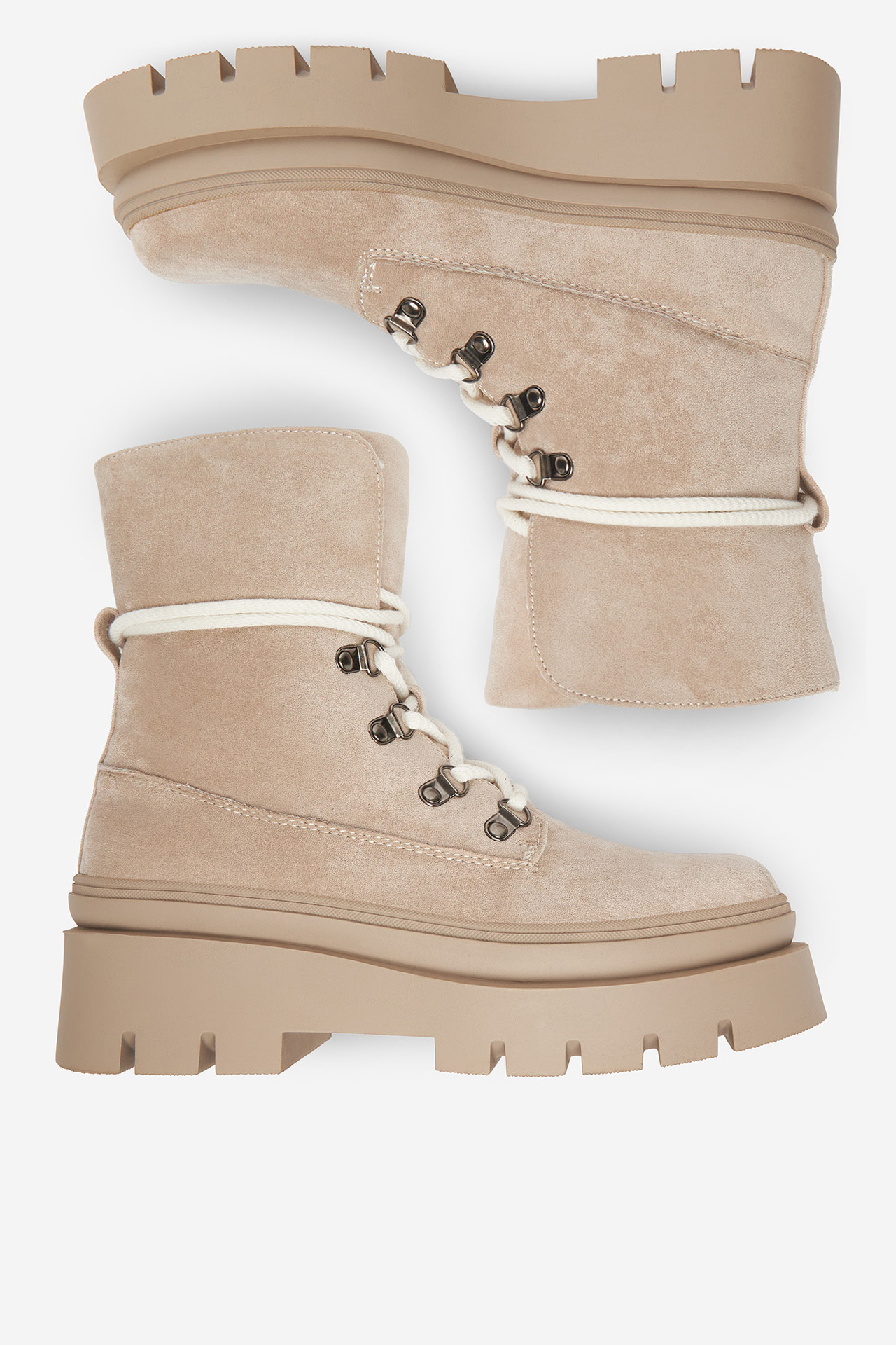 Gležnjarji z vezalkami Bež