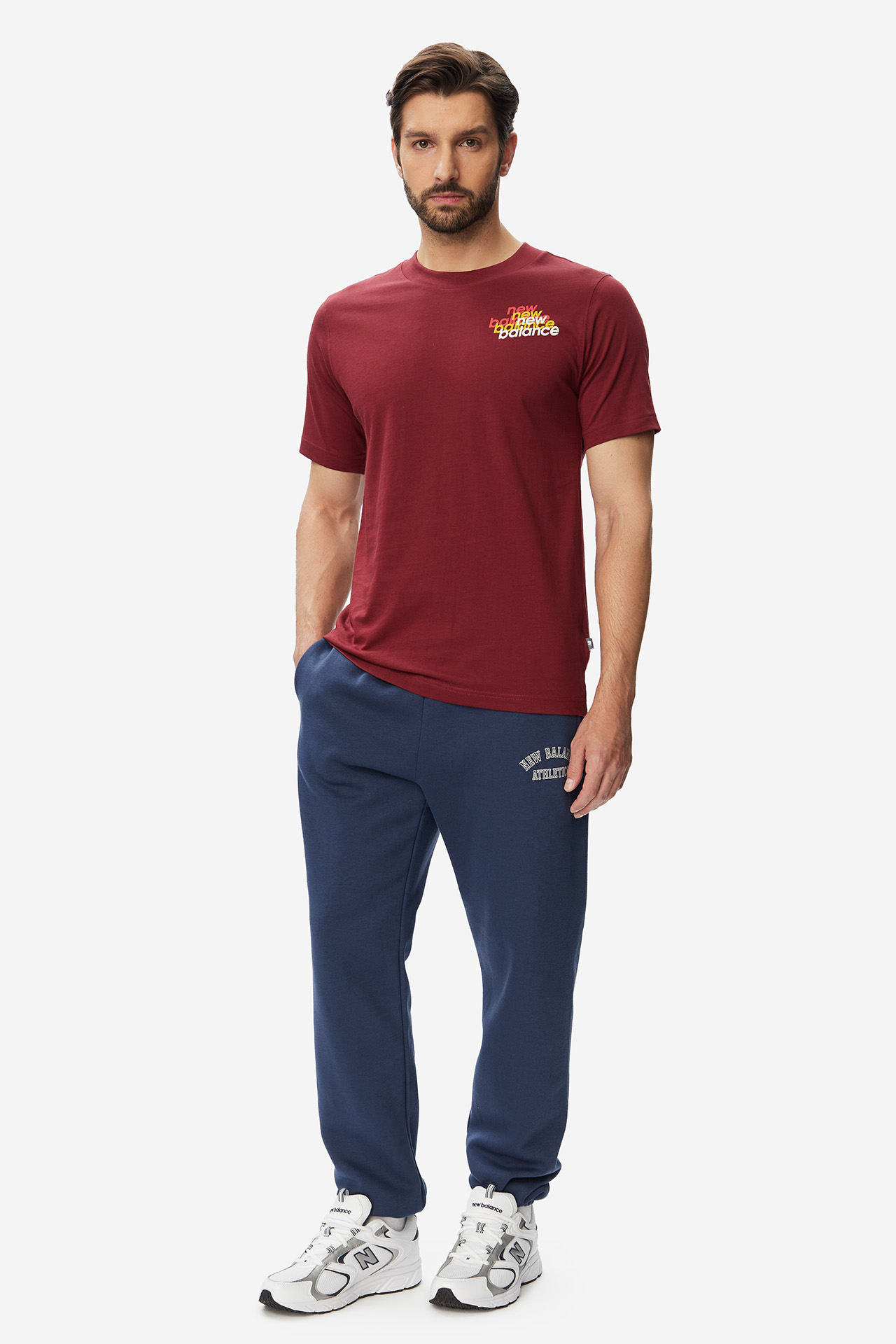T-shirt NEW BALANCE MT53958MHB Bordowy