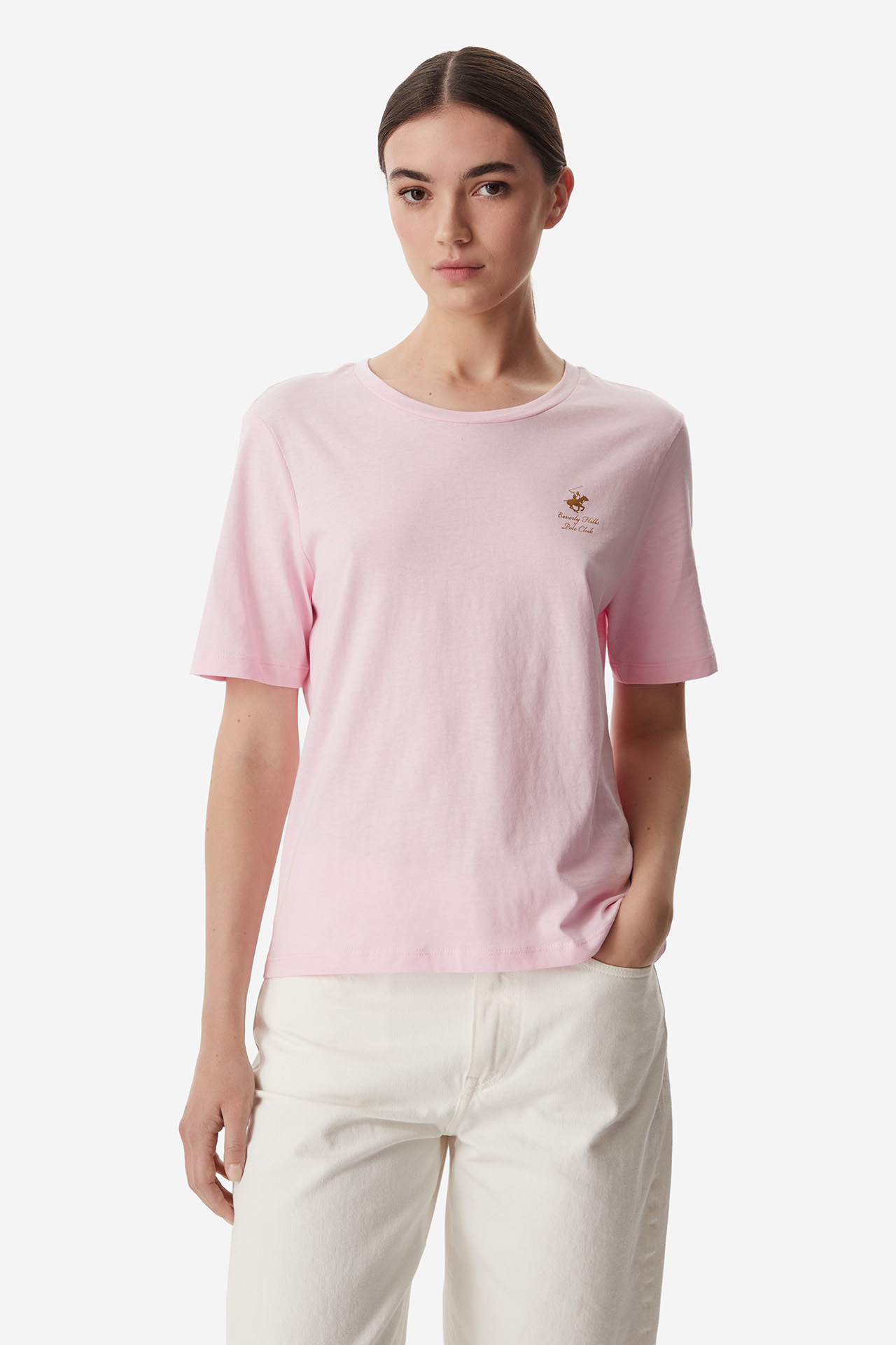 T-shirt BEVERLY HILLS POLO CLUB BR225-WTS010-50 Beżowy jasny