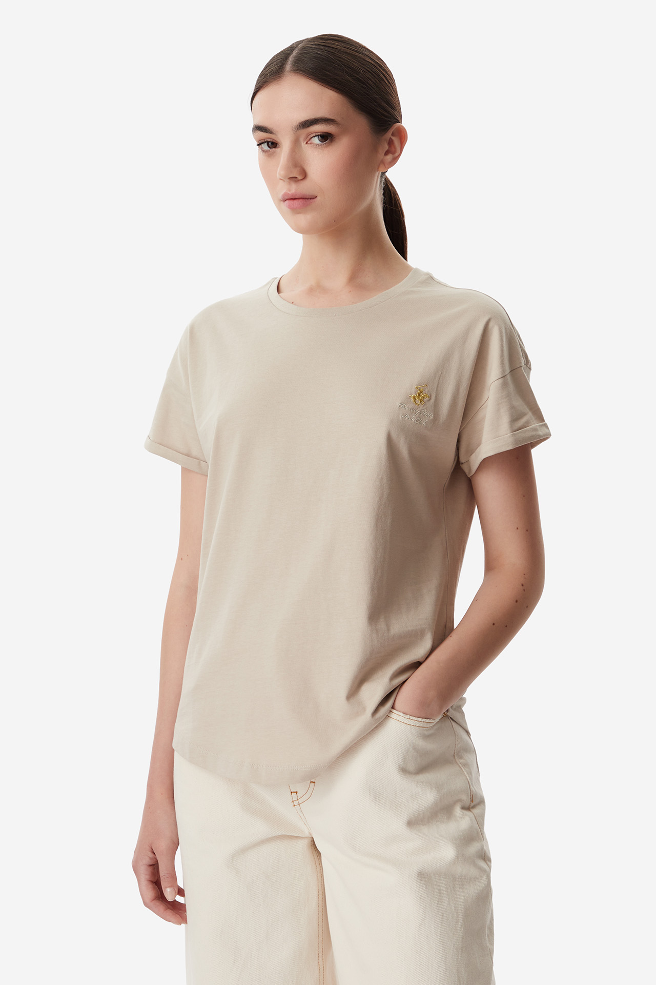 T-shirt BEVERLY HILLS POLO CLUB BR225-WTS011-13 Beżowy