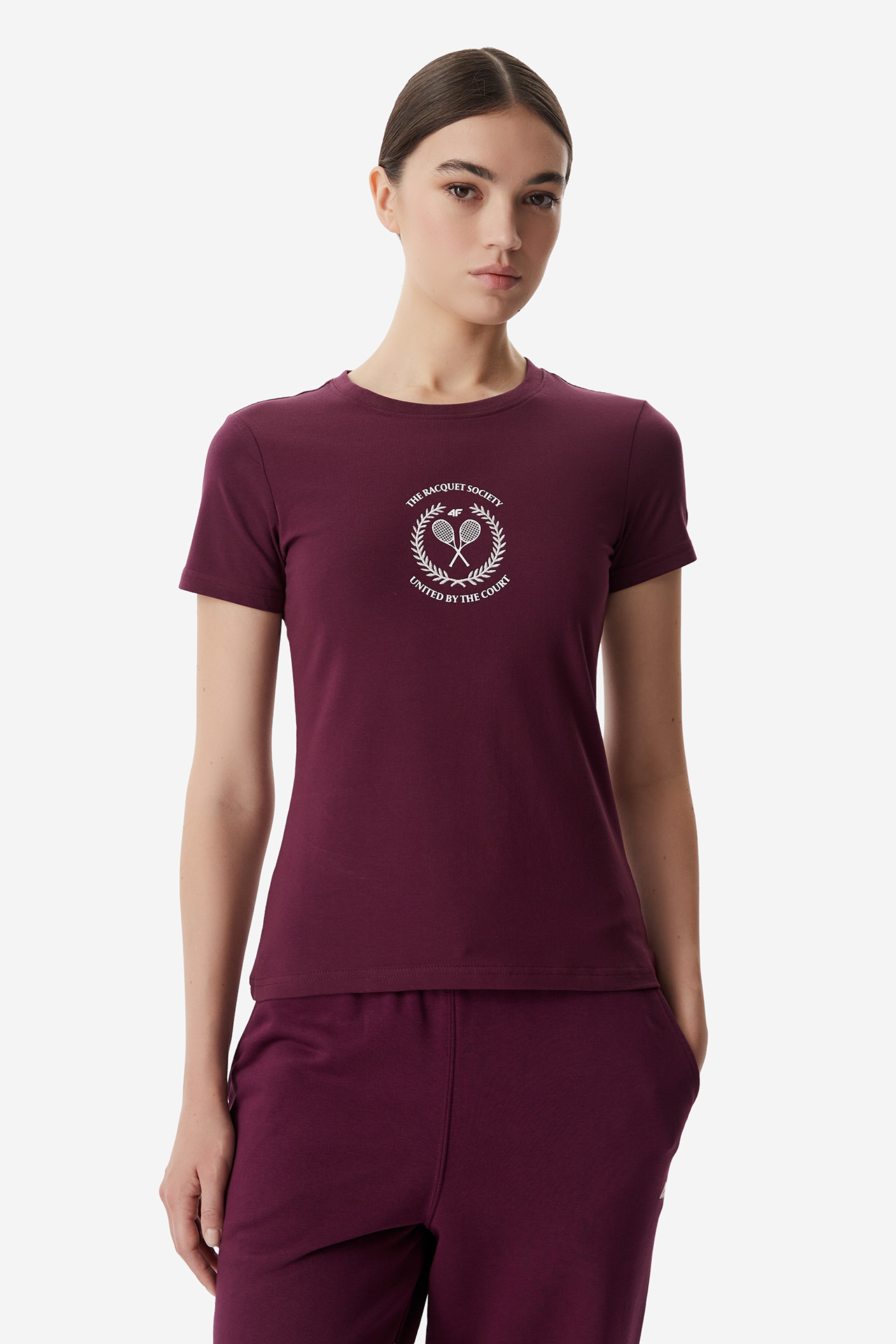 T-shirt 4F 4FWSS26TTSHF2723-60S Fioletowy