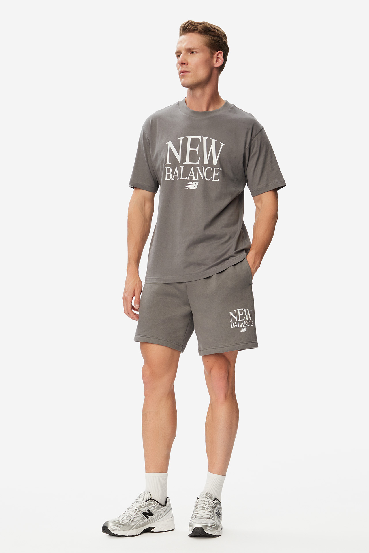 T-shirt NEW BALANCE MT61X6EQCAS Szary
