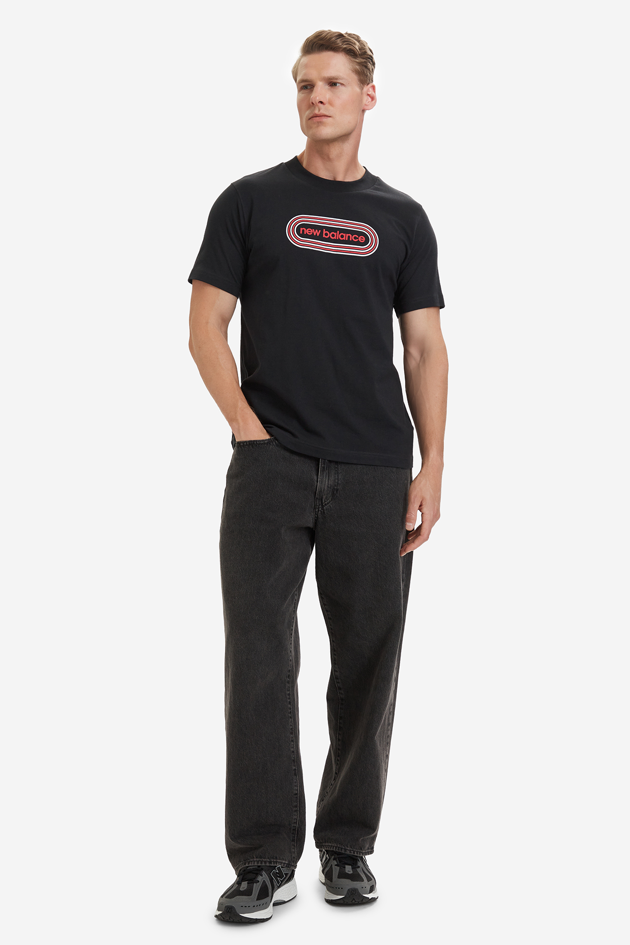 T-shirt NEW BALANCE MT61C48BBK Czarny