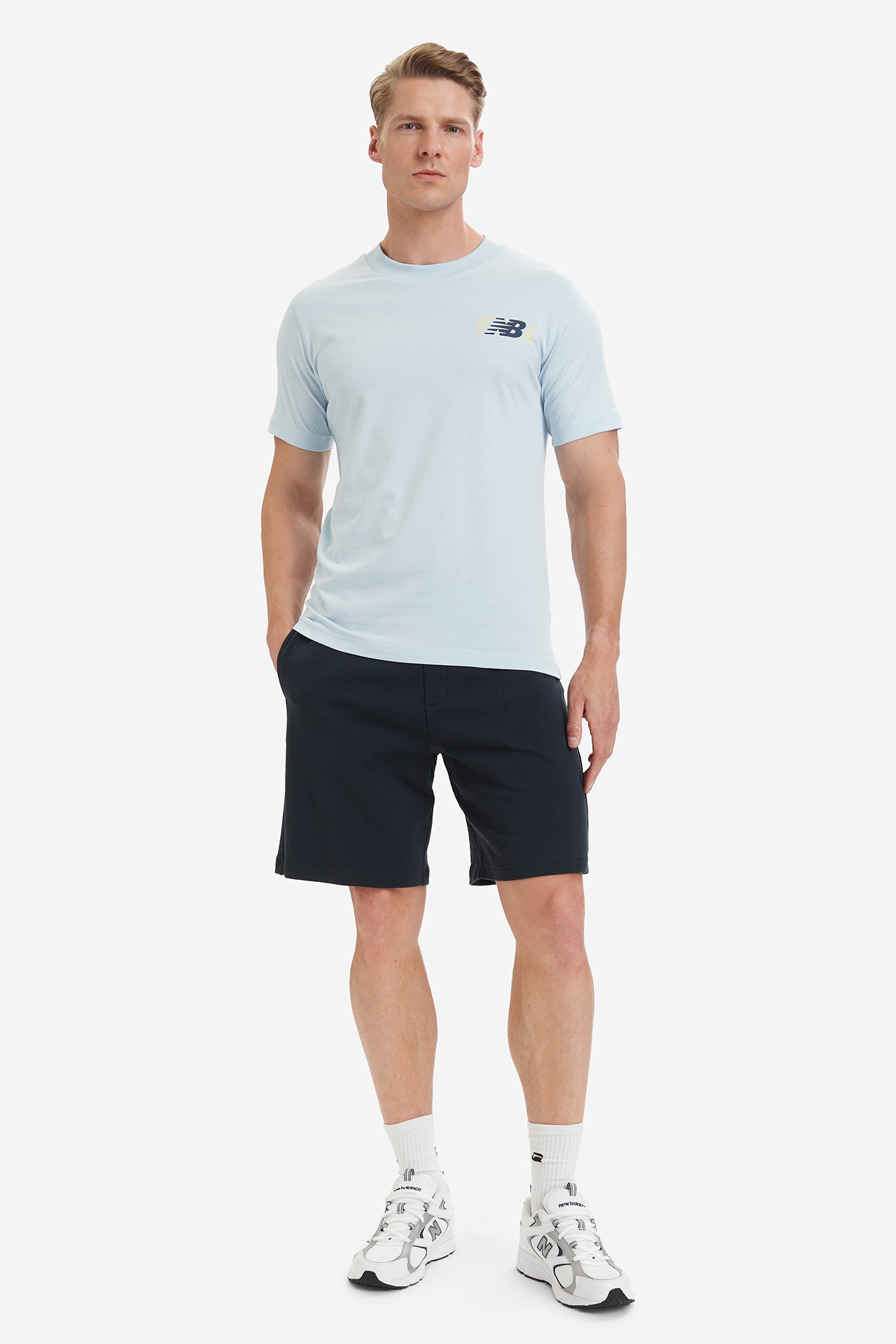 T-shirt NEW BALANCE MT6179UMAA1 Niebieski jasny