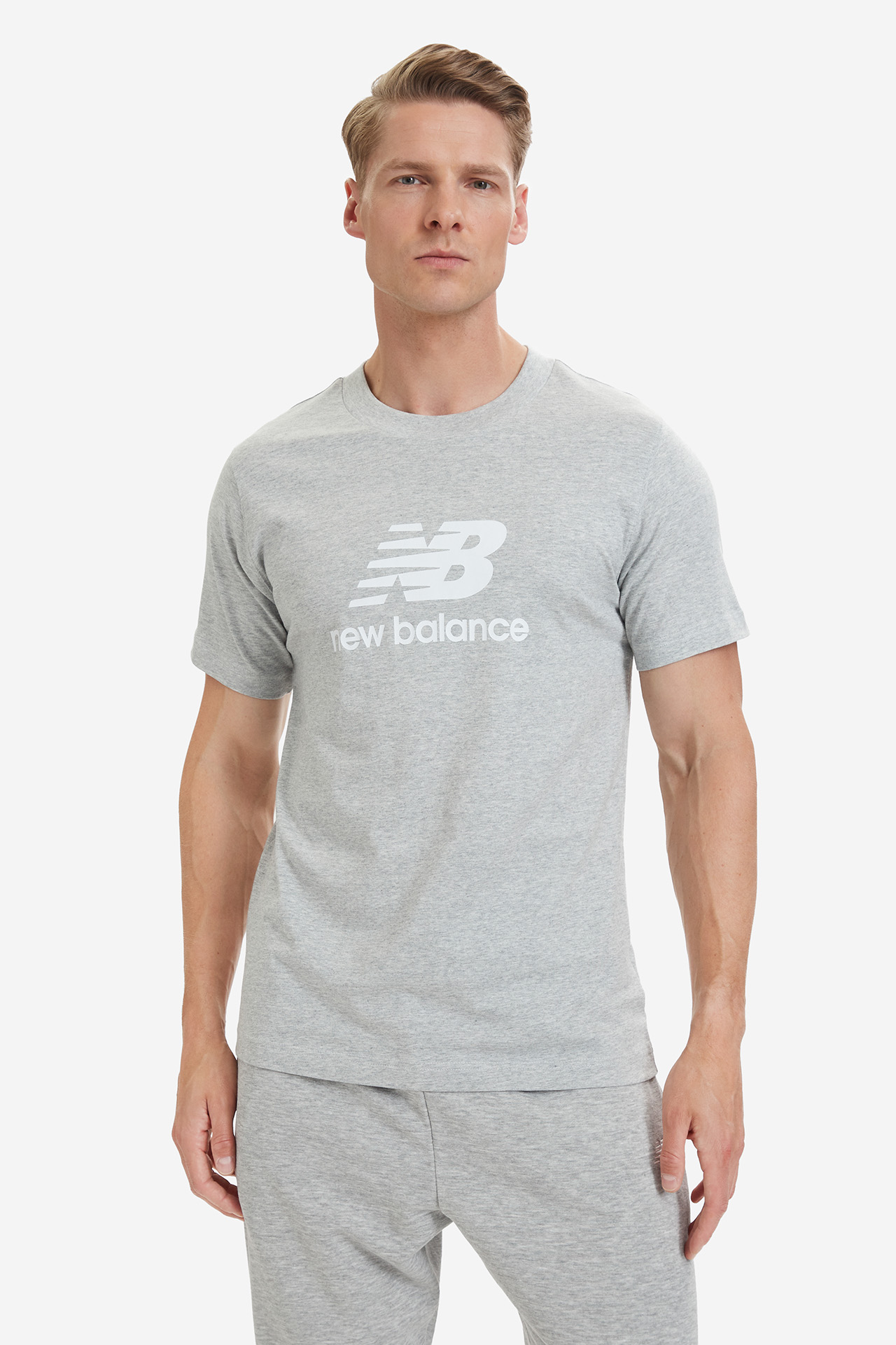 T-shirt NEW BALANCE MT41502AG Szary jasny