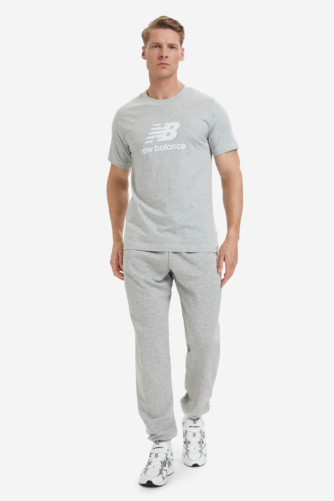 T-shirt NEW BALANCE MT41502AG Szary jasny