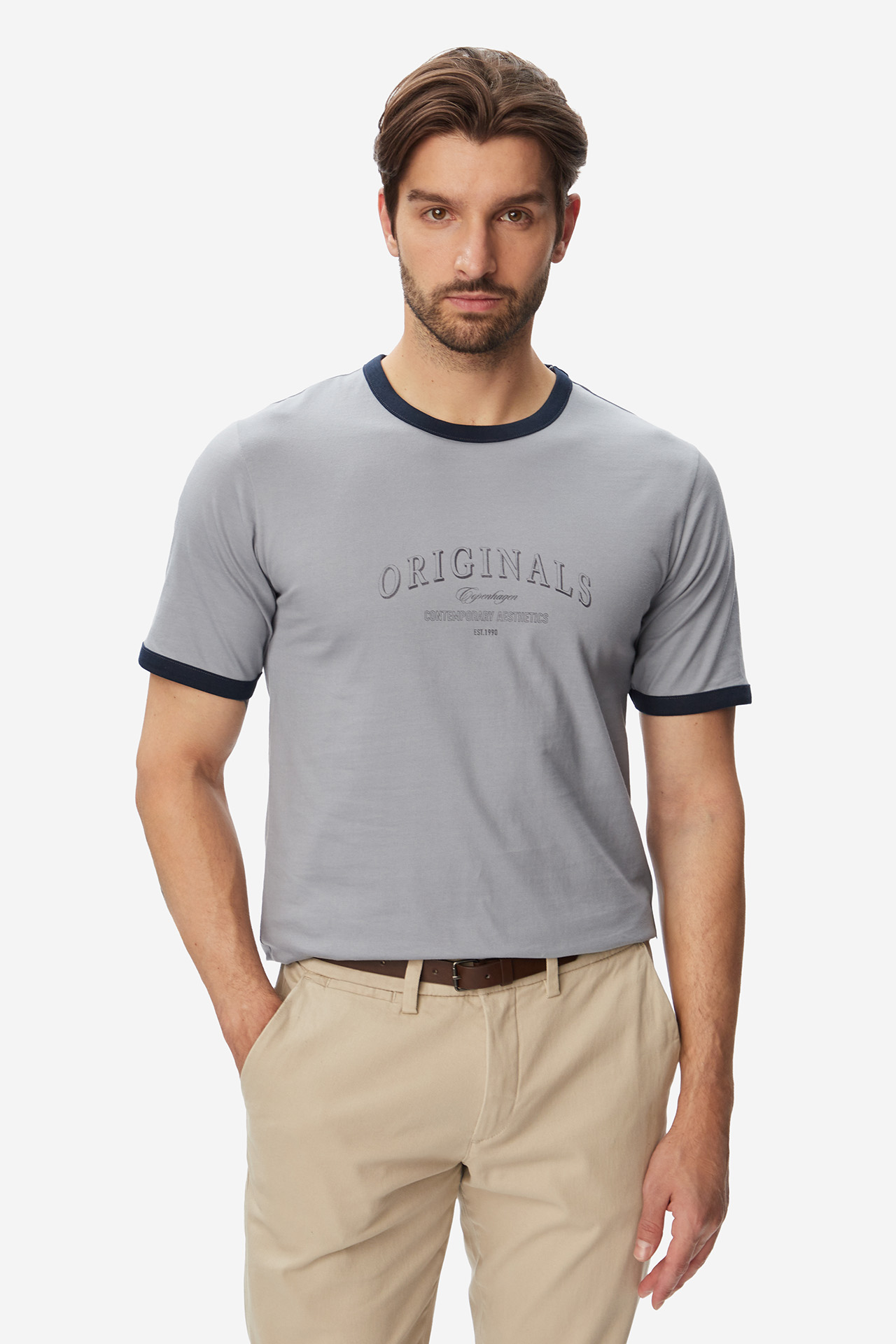 T-shirt JACK&JONES 12290855-TRADEWINDS Szary