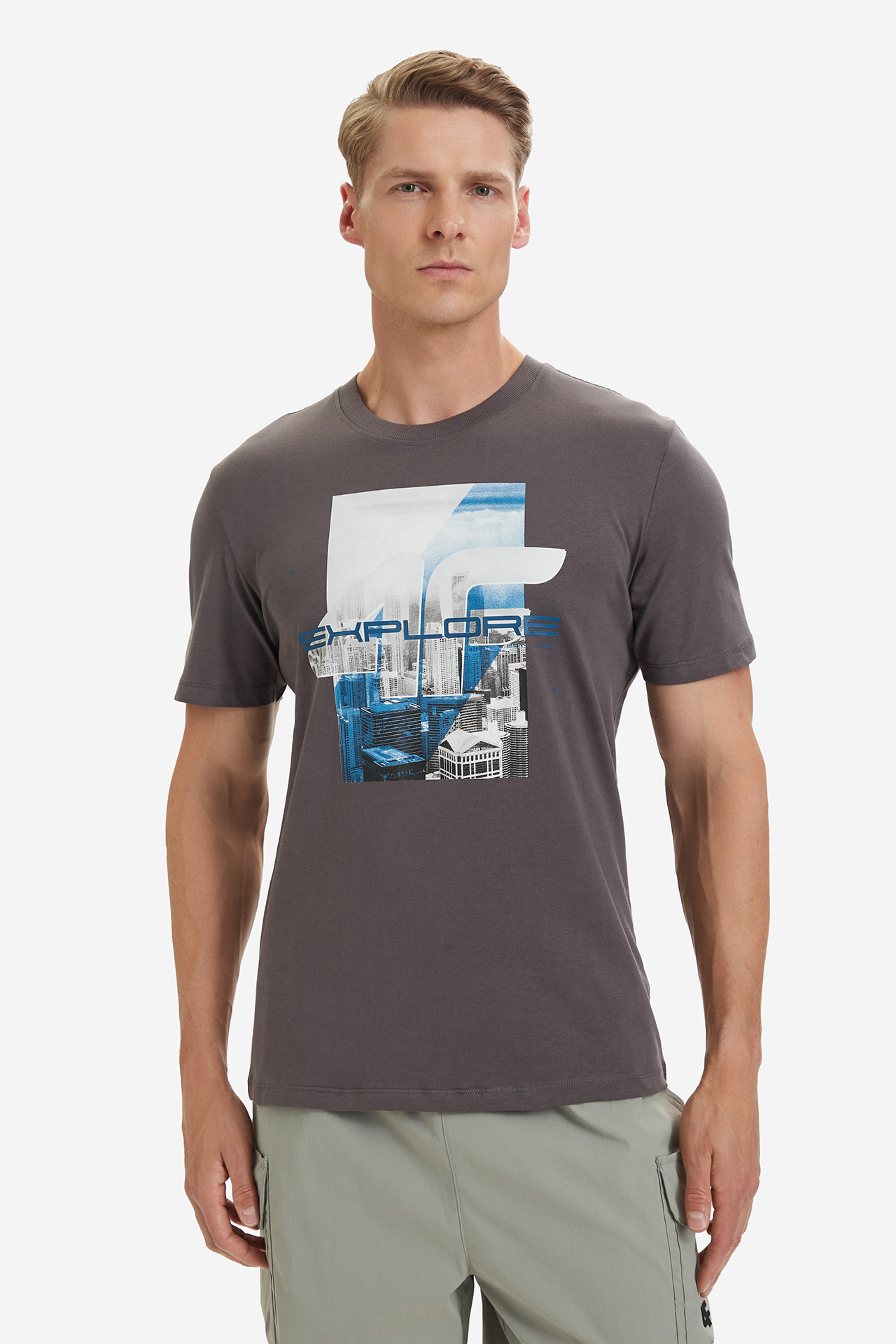 T-shirt 4F 4FWSS26TTSHM2660-24S Szary ciemny