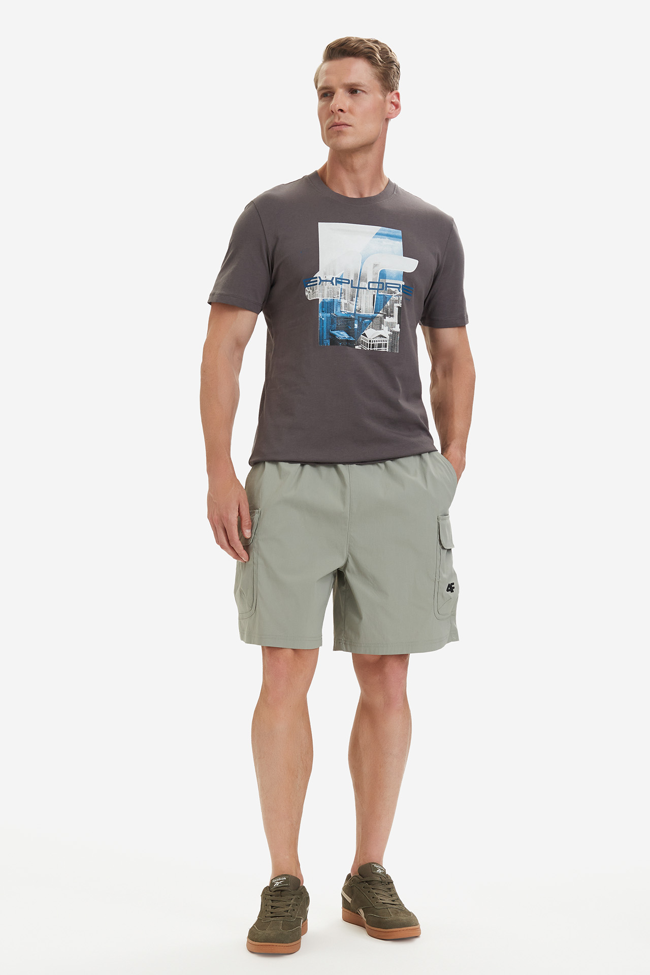 T-shirt 4F 4FWSS26TTSHM2660-24S Szary ciemny