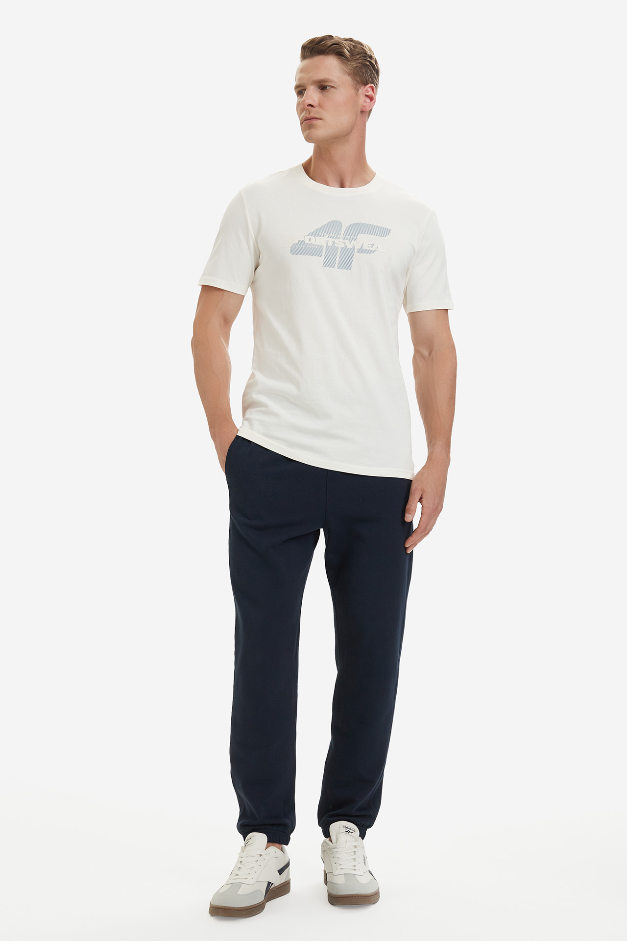 T-shirt 4F 4FWSS26TTSHM2666-12S Kremowy