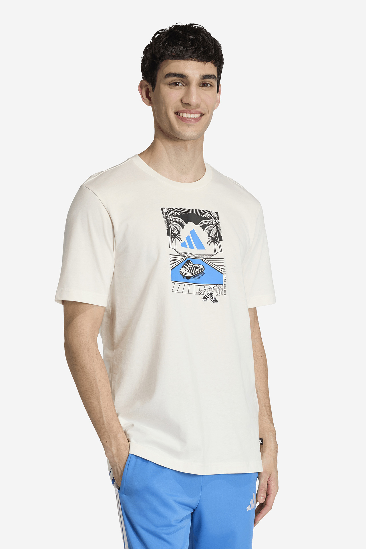 T-shirt adidas JZ5001 Kremowy