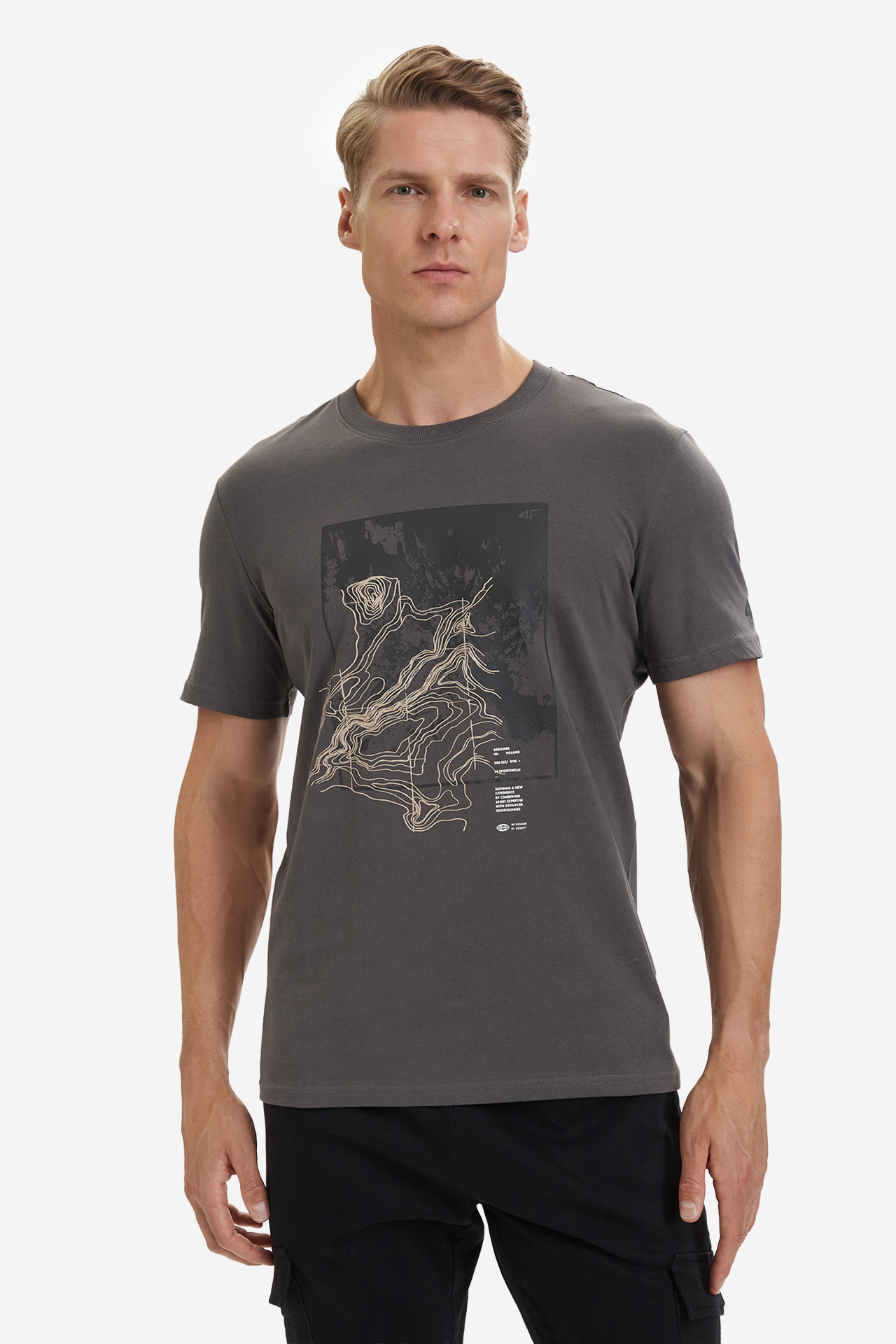 T-shirt 4F 4FWSS26TTSHM2825-24S Szary ciemny