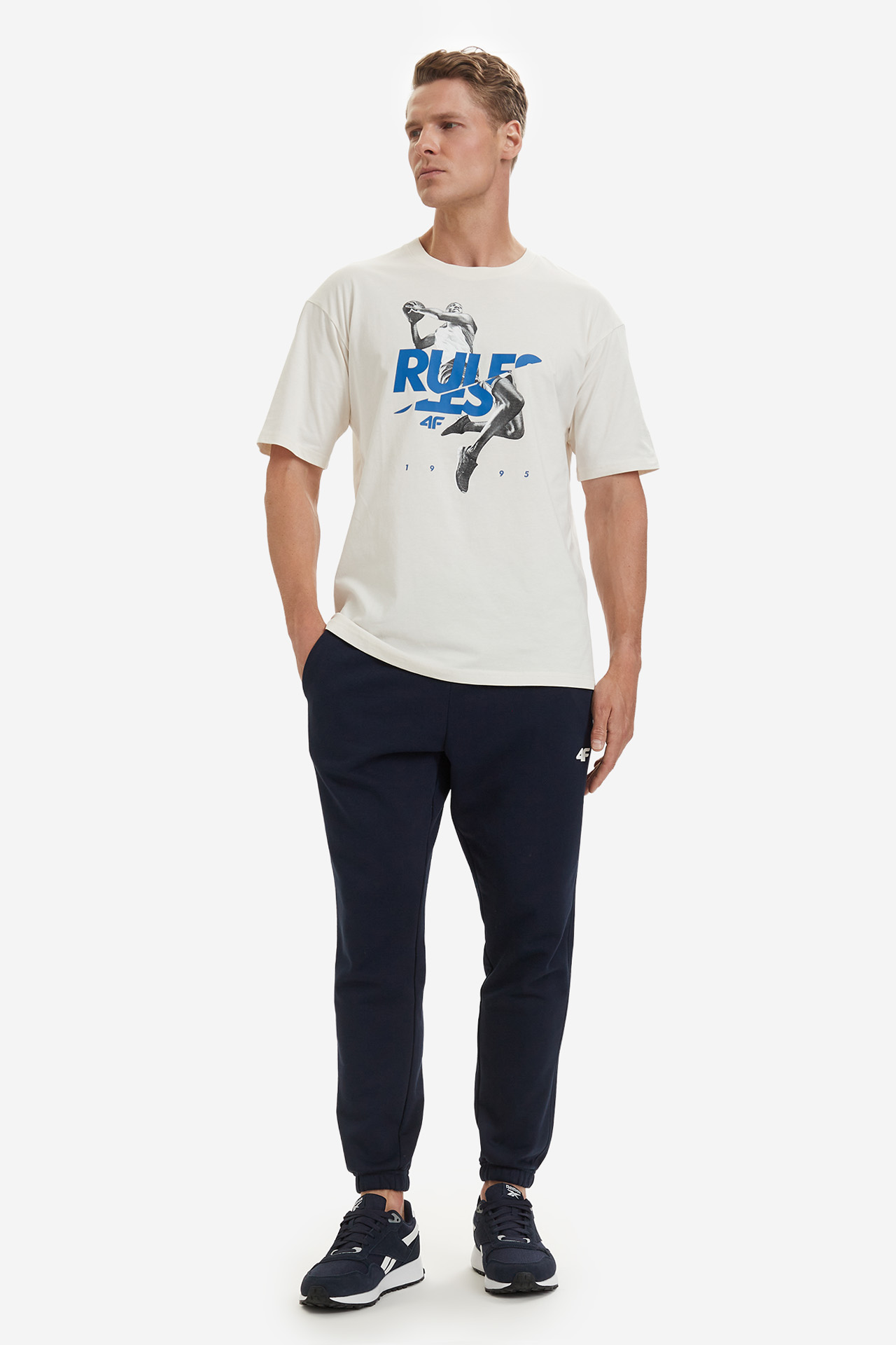 T-shirt 4F 4FWSS26TTSHM3333-12S Kremowy