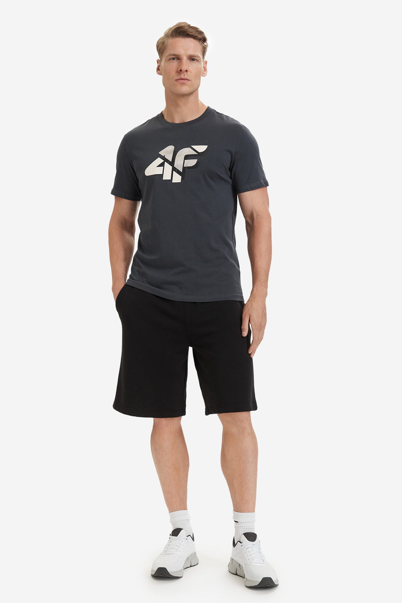 T-shirt 4F 4FWSS26TTSHM2667-22S Szary ciemny