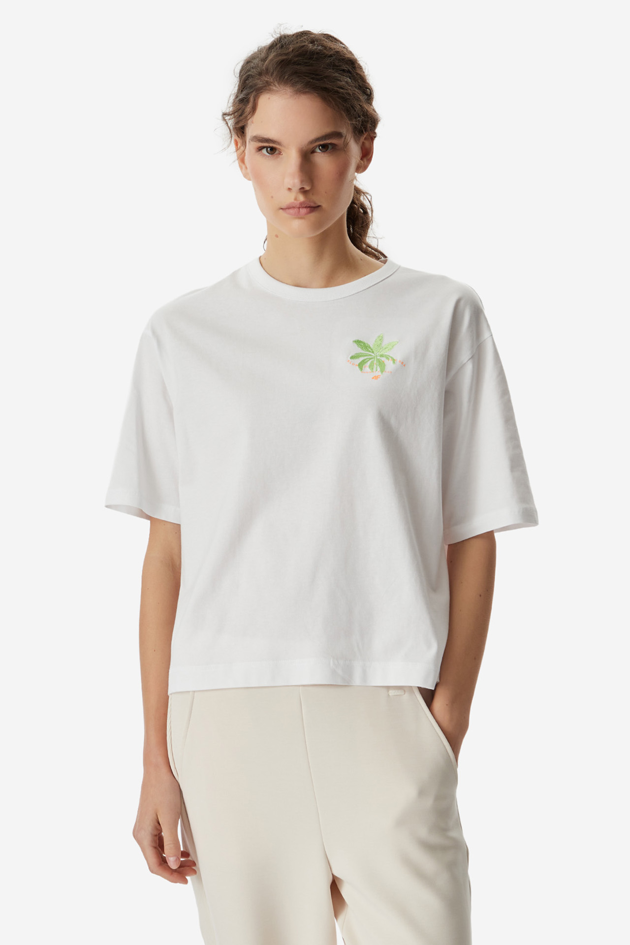 T-shirt 4F 4FWSS26TTSHF2719-10S Biały