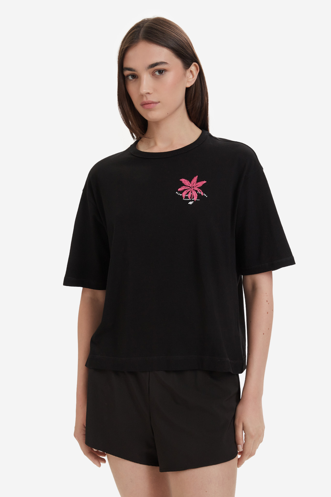 T-shirt 4F 4FWSS26TTSHF2719-20S Bordowy