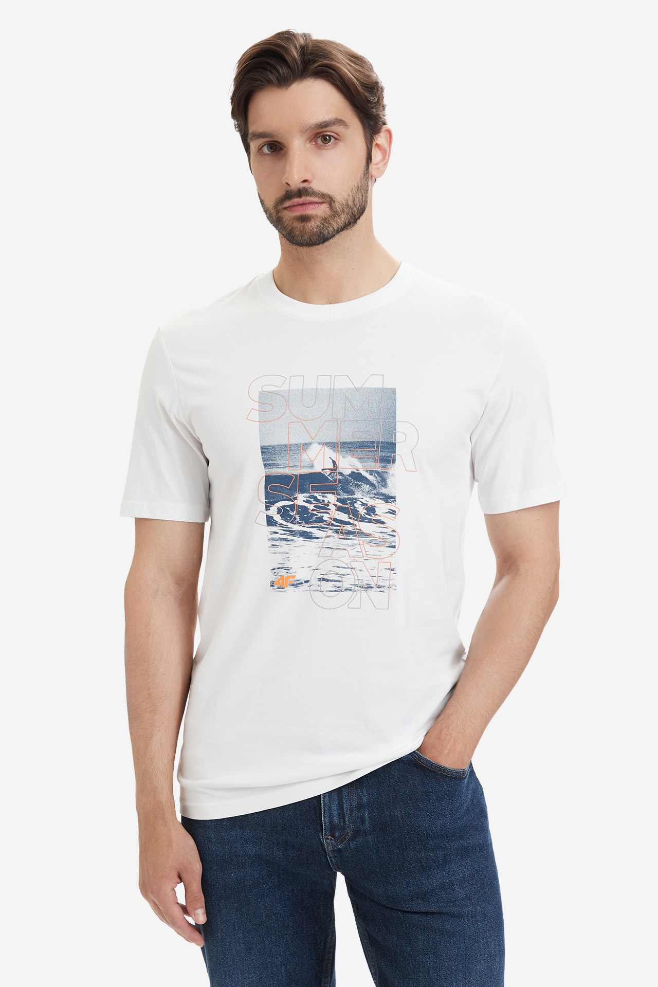 T-shirt 4F 4FWSS26TTSHM2783-10S Biały