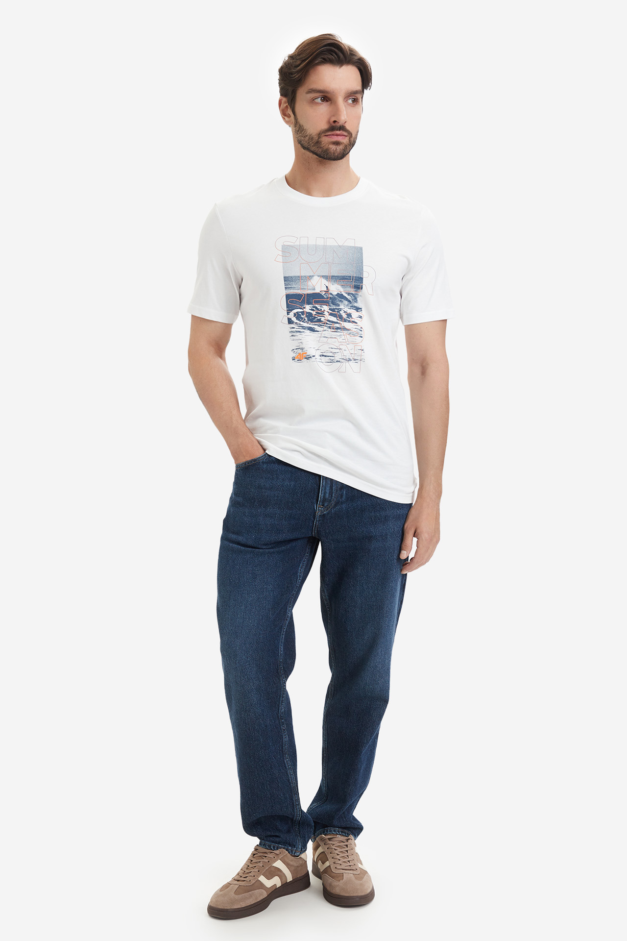 T-shirt 4F 4FWSS26TTSHM2783-10S Biały