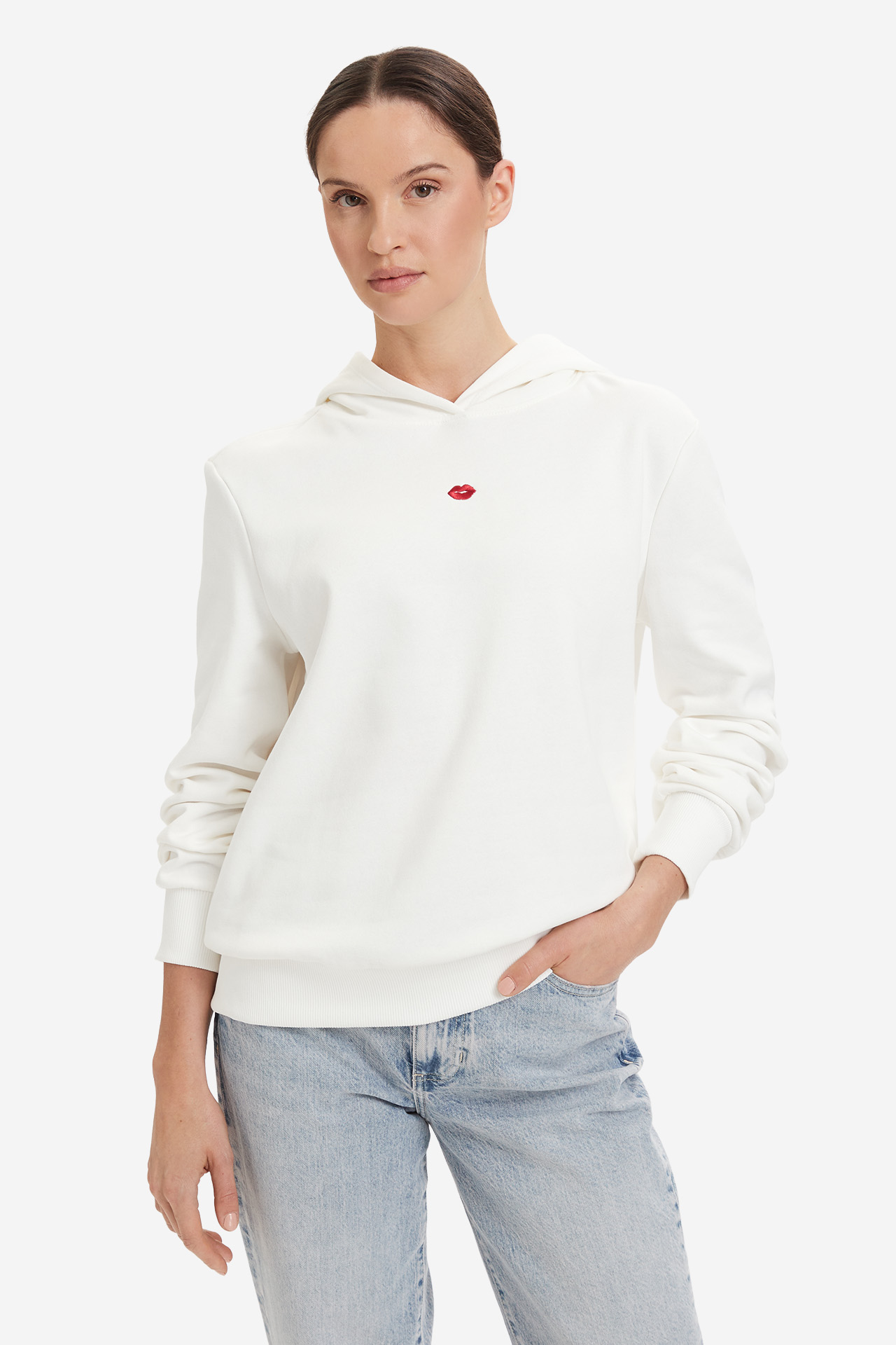 Bluza ONLY 15370218-CLOUD-DANCER-CHEST-LIPS Biały