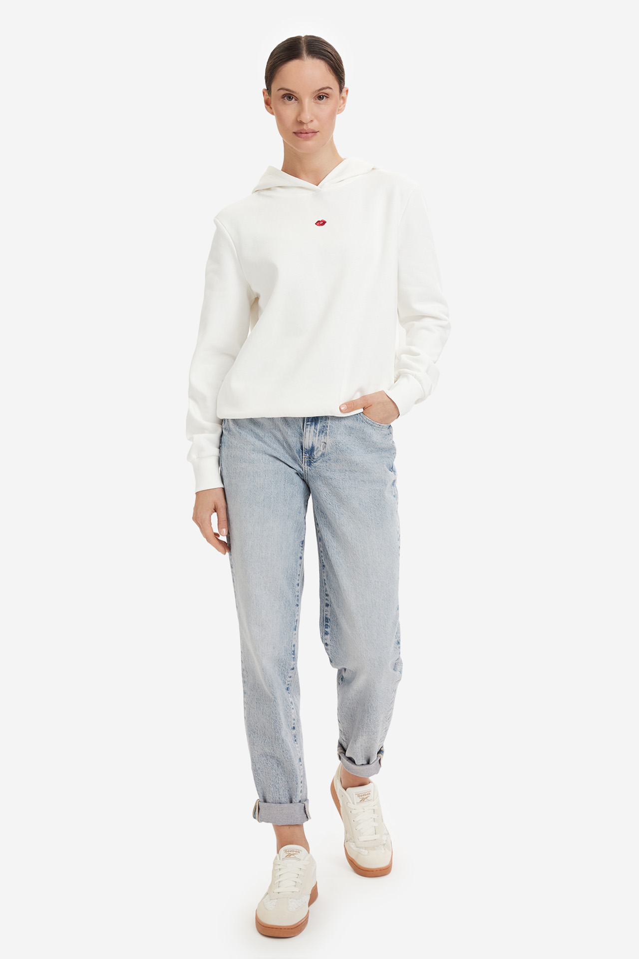 Bluza ONLY 15370218-CLOUD-DANCER-CHEST-LIPS Biały