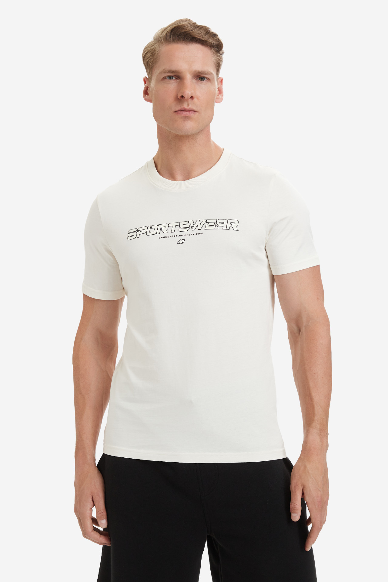 T-shirt 4F 4FWSS26TTSHM3033-12S Kremowy