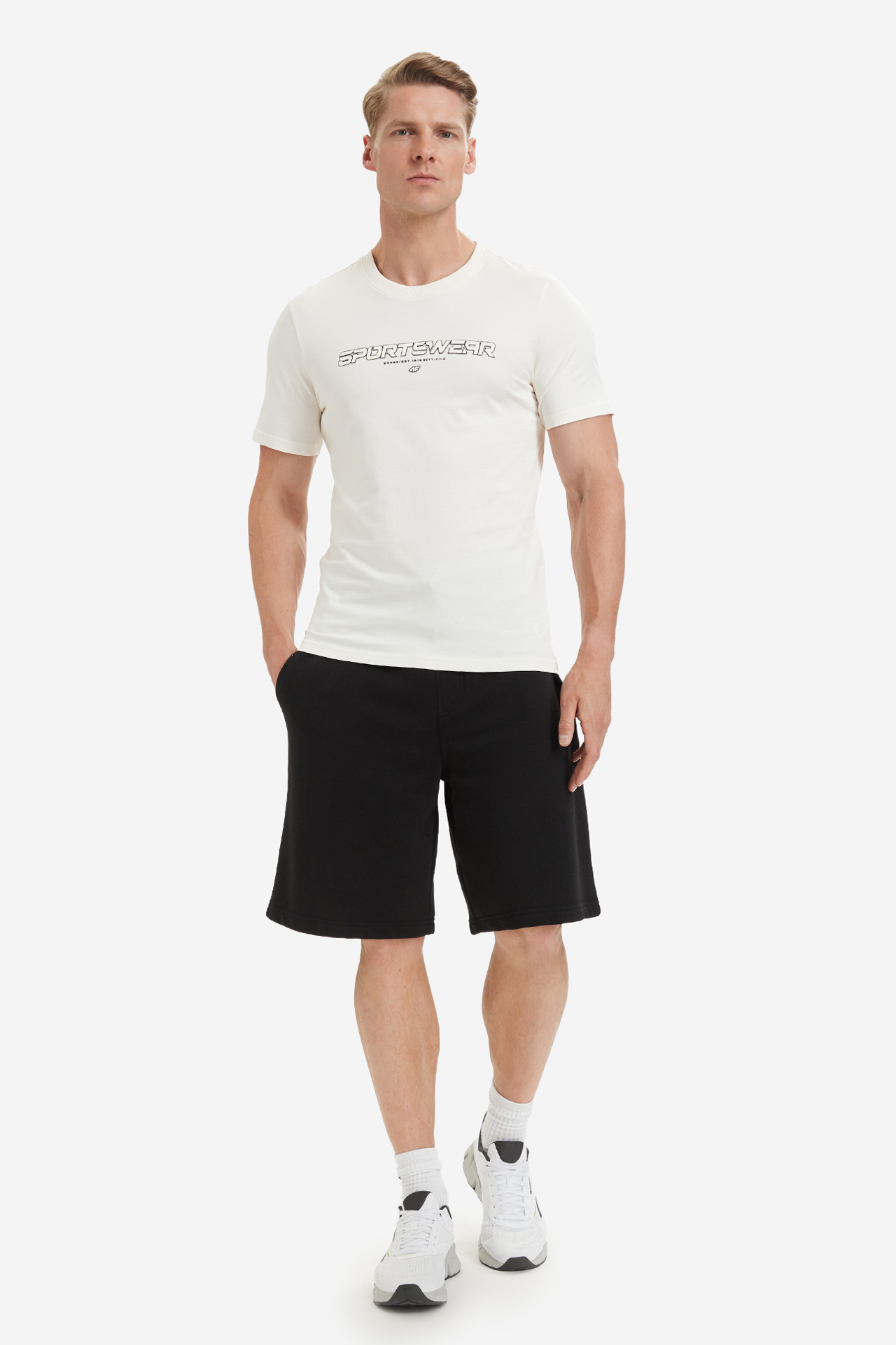T-shirt 4F 4FWSS26TTSHM3033-12S Kremowy