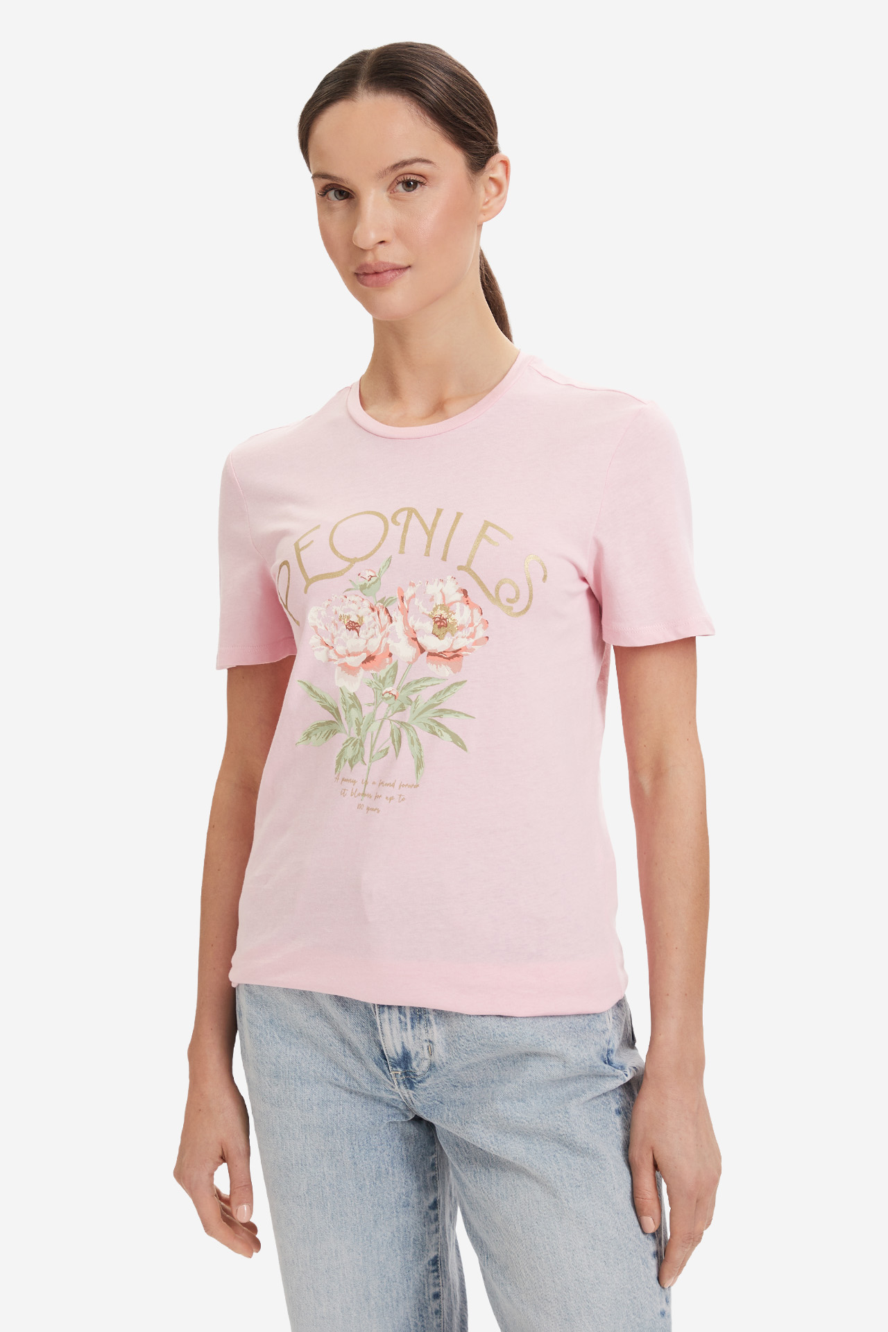 T-shirt ONLY 15368920-ROMANCE-ROSE-PEONIE Różowy jasny