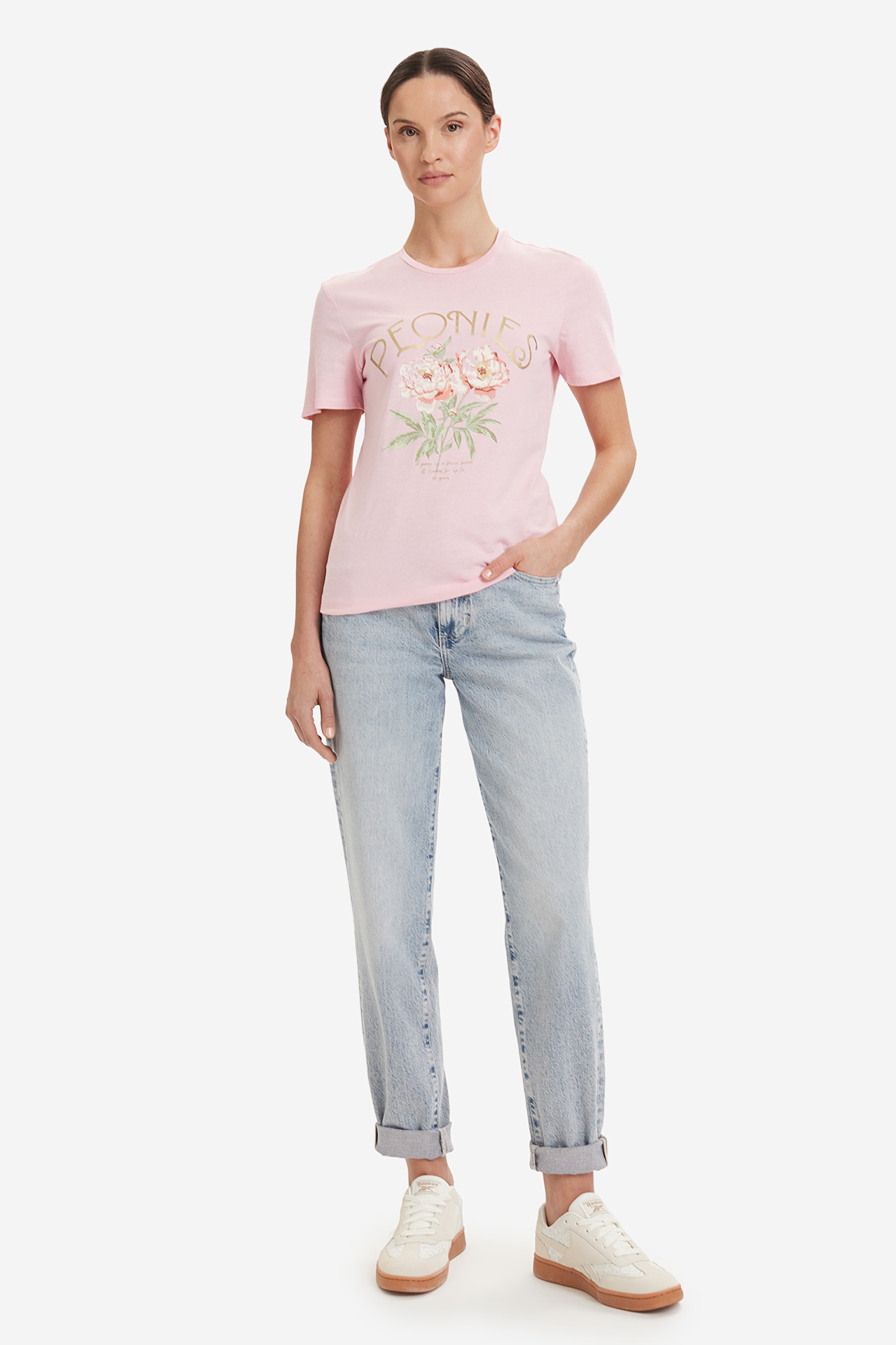 T-shirt ONLY 15368920-ROMANCE-ROSE-PEONIE Różowy jasny