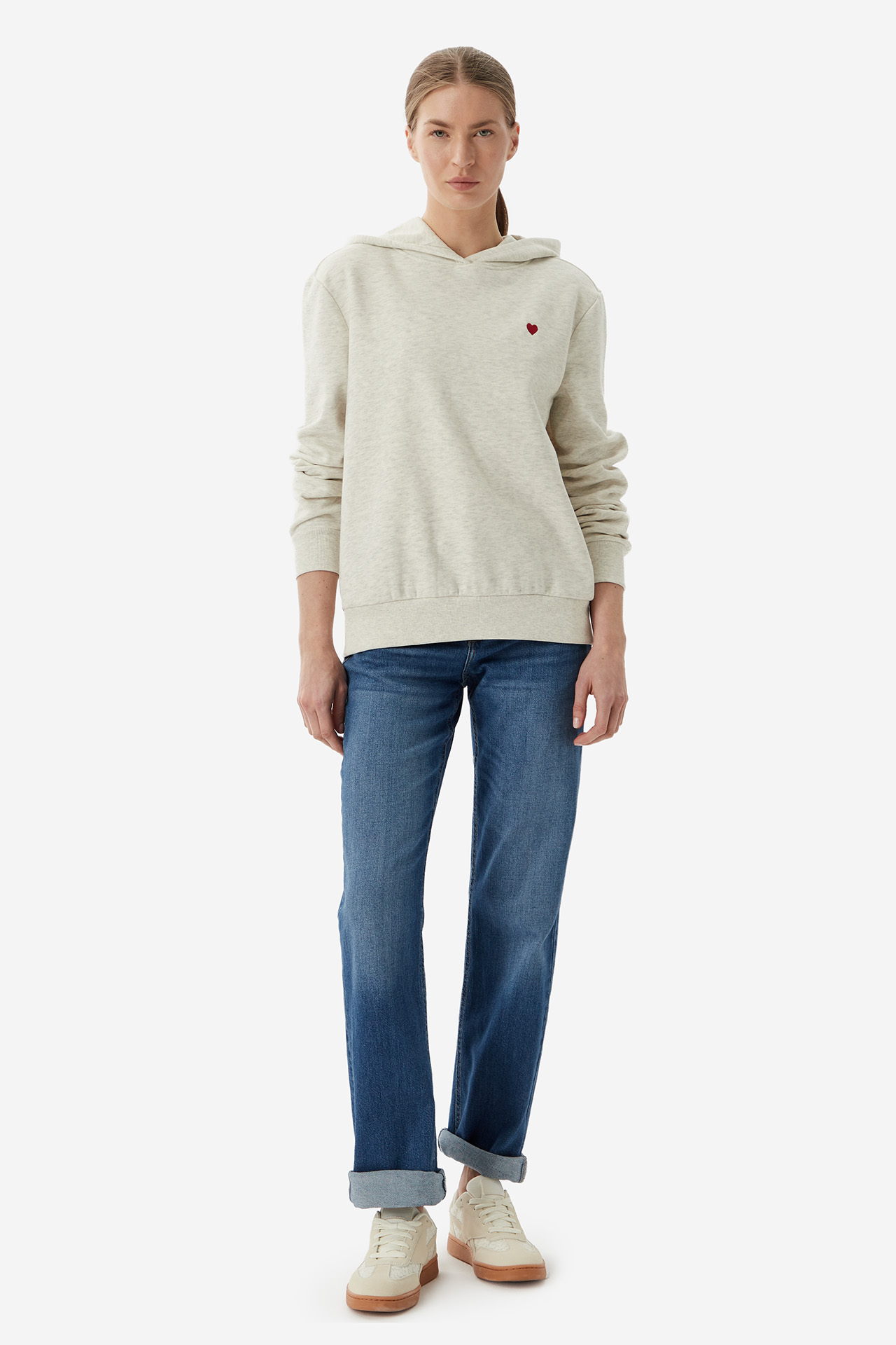 ONLY 15370218-OATMEAL-MELANGE-ADELLE-HEART-SIDE-CHES MIX