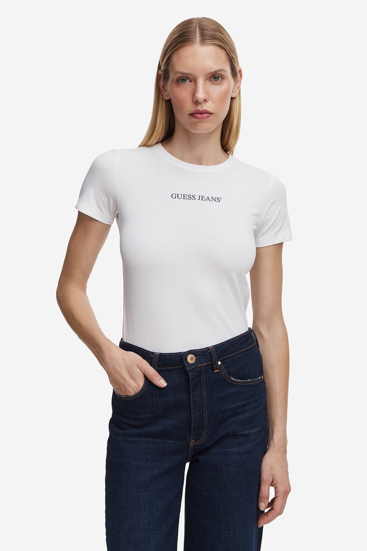 T-shirt GUESS JEANS W5RI52J1314-G011 Biały
