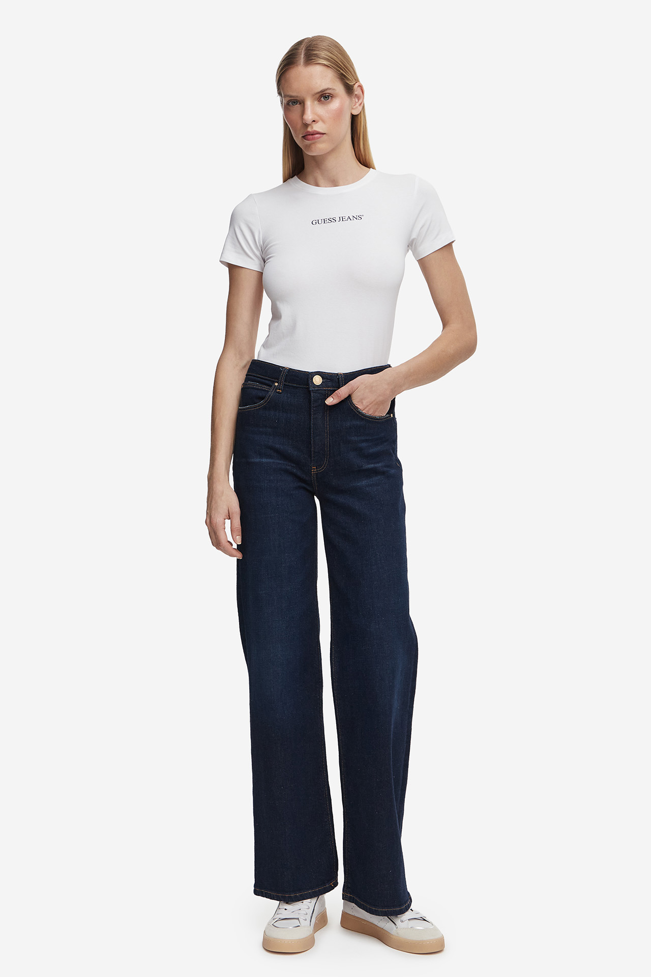 T-shirt GUESS JEANS W5RI52J1314-G011 Biały