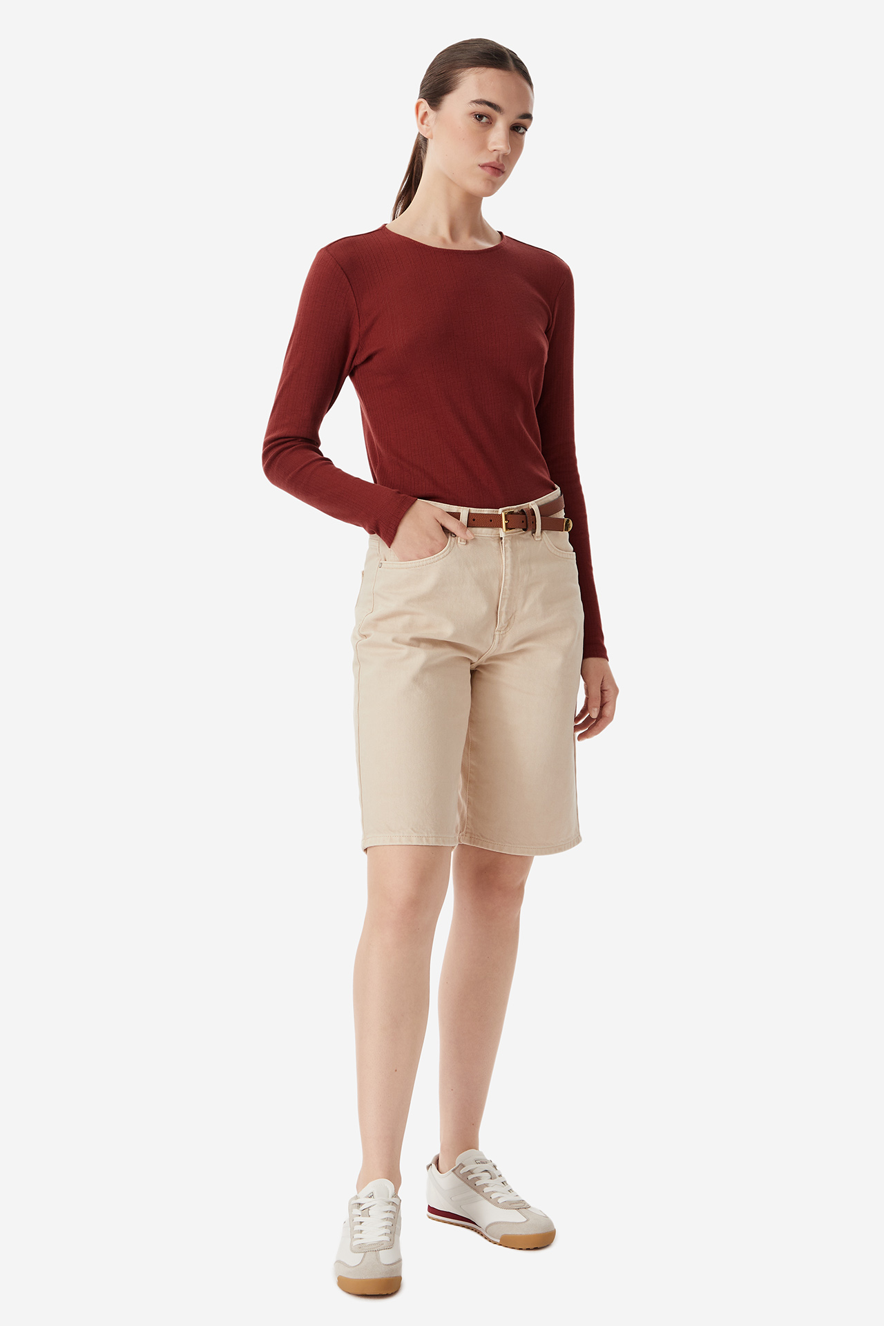 Long sleeve ONLY 15357591-MADDER-BROWN Brązowy