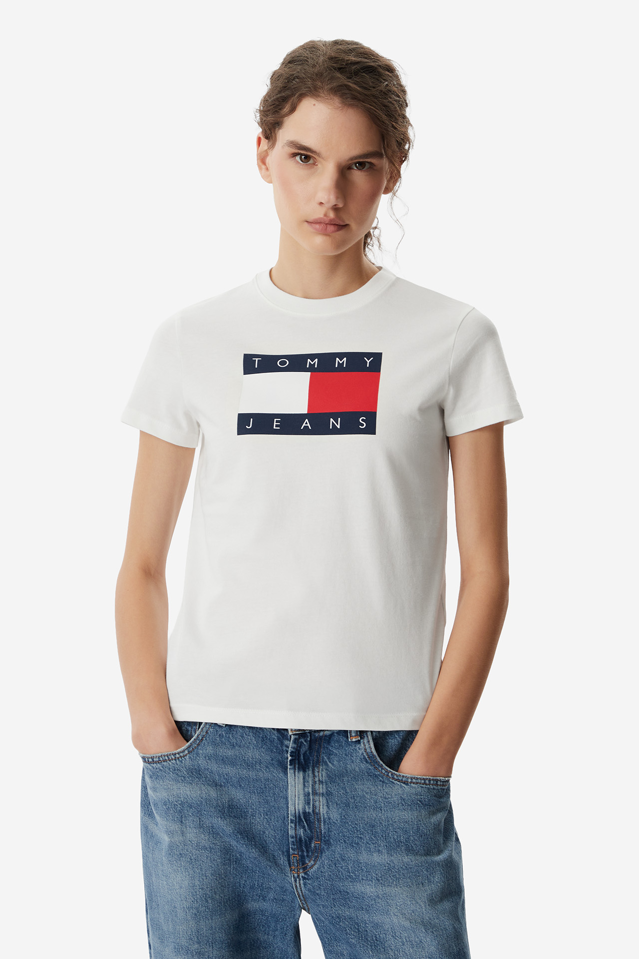 T-shirt Tommy Jeans DW0DW22562 Kremowy