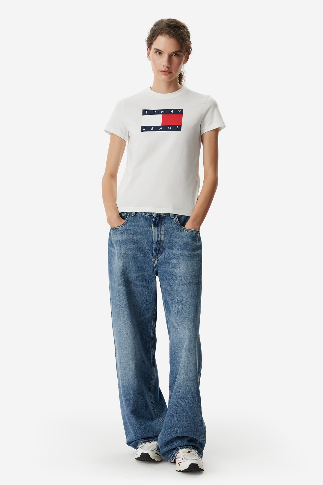 T-shirt Tommy Jeans DW0DW22562 Kremowy