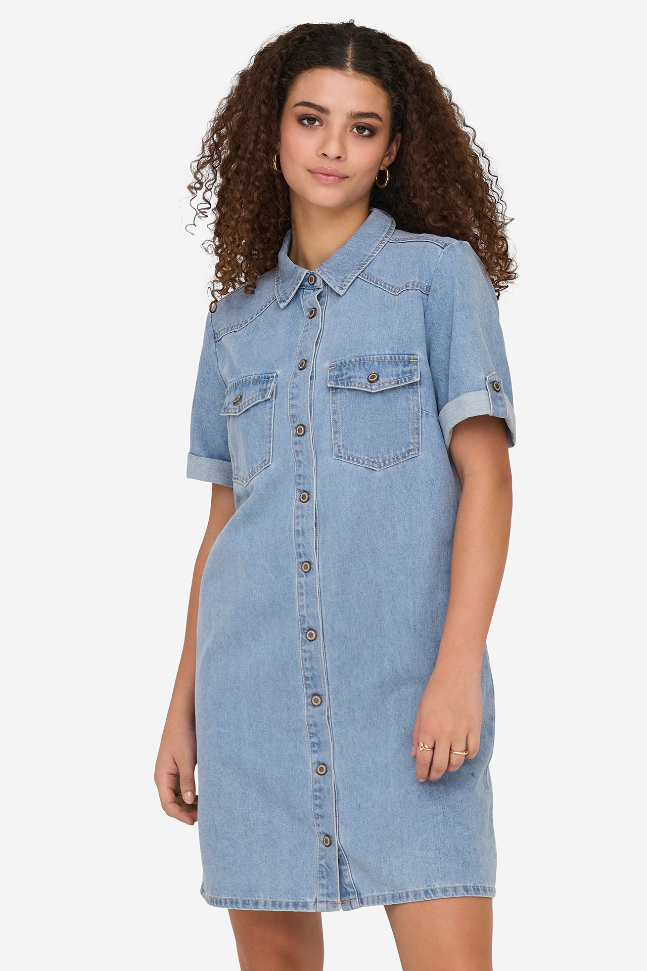 Sukienka ONLY 15353176-Light-Blue-Denim Niebieski