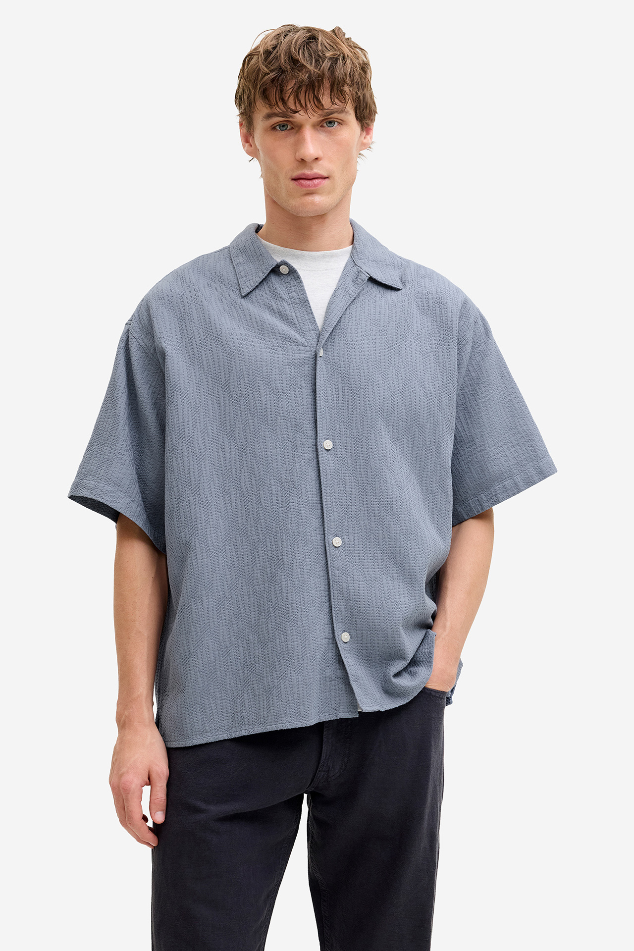 Koszula JACK&JONES 12293555-Flint Stone Niebieski