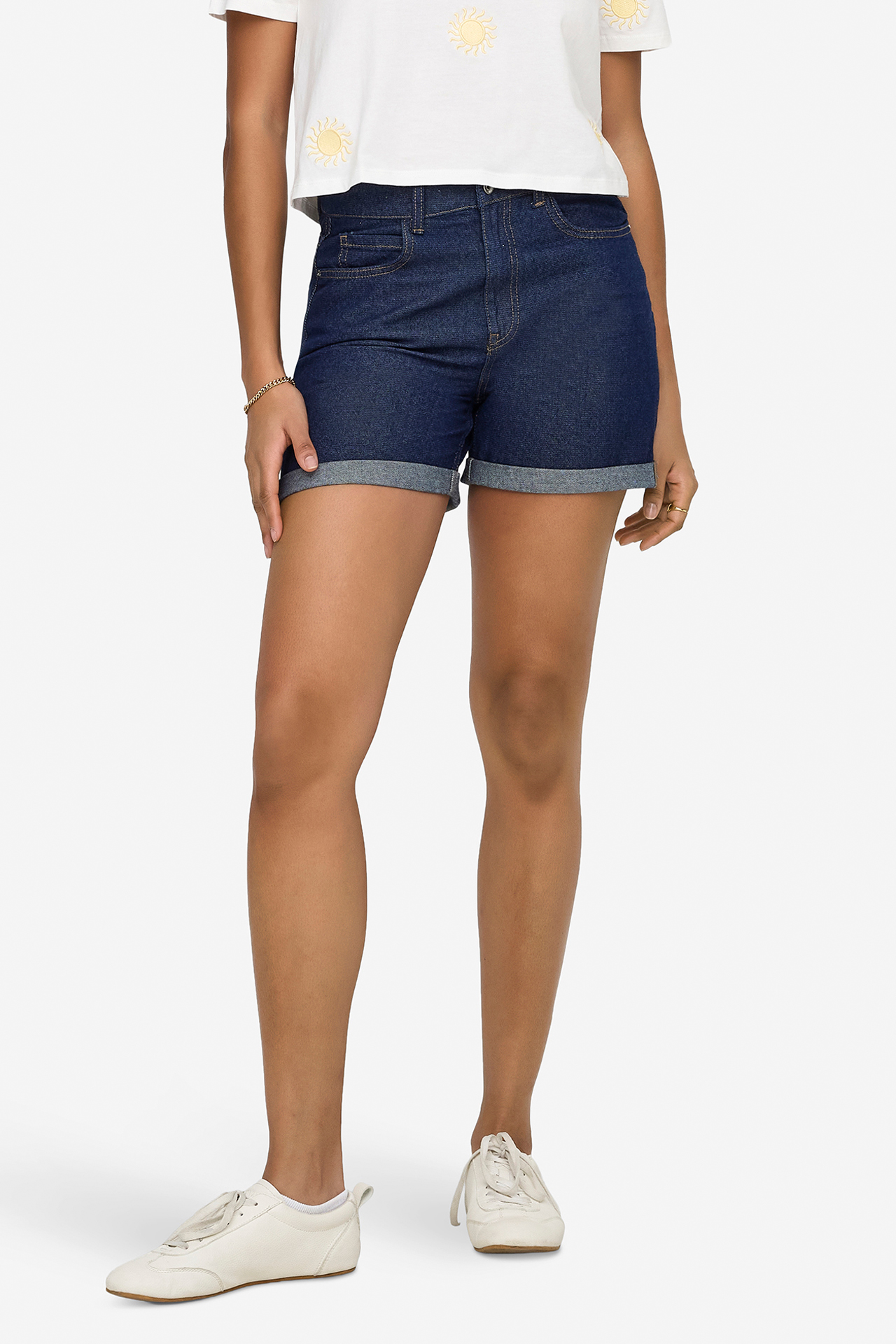 Spodenki ONLY 15230571-Dark-Blue-Denim Granatowy