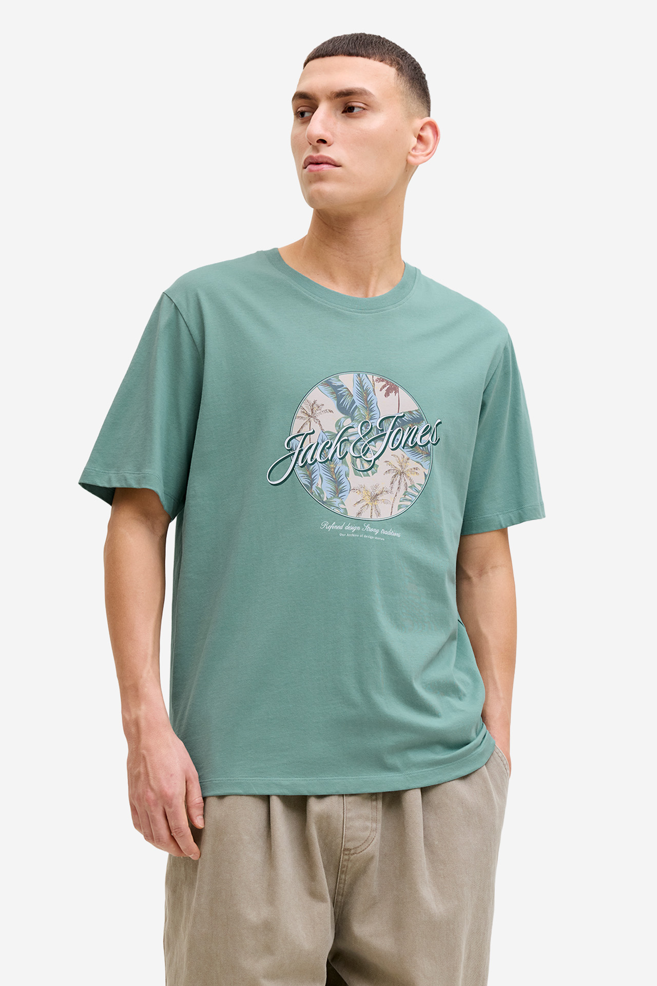 T-shirt JACK&JONES 12288088-Mineral Blue Biały