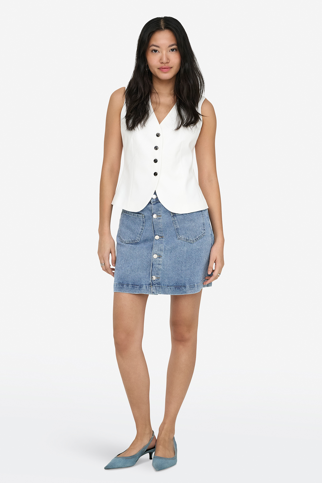 Spódnica ONLY 15349035-Light Blue Denim Niebieski