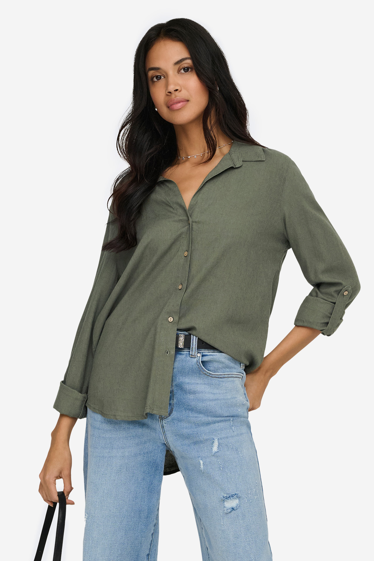 Koszula ONLY 15363991-Smokey-Olive Zielony ciemny
